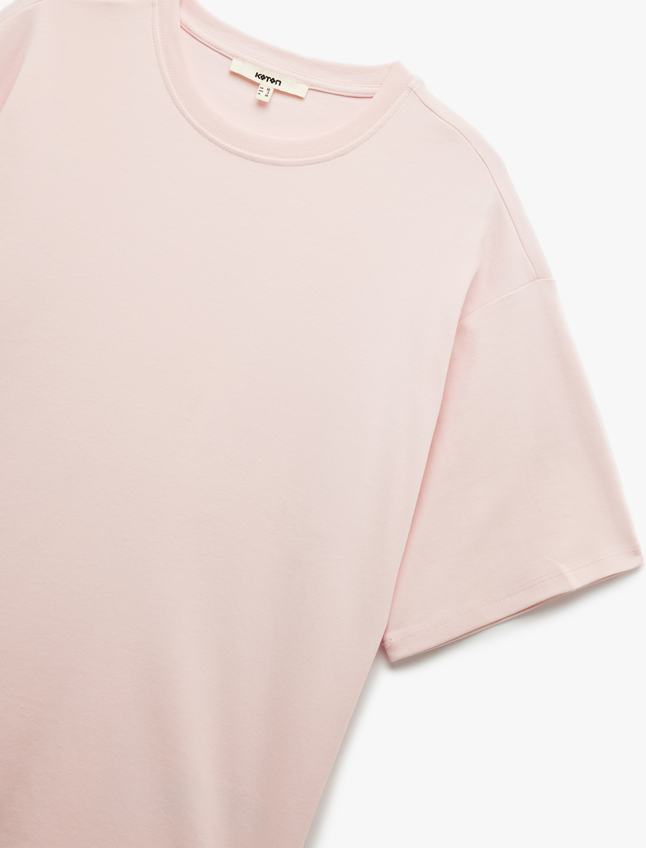   Pamuklu Rahat Kalıp Kısa Kollu Bisiklet Yaka Basic Tişört