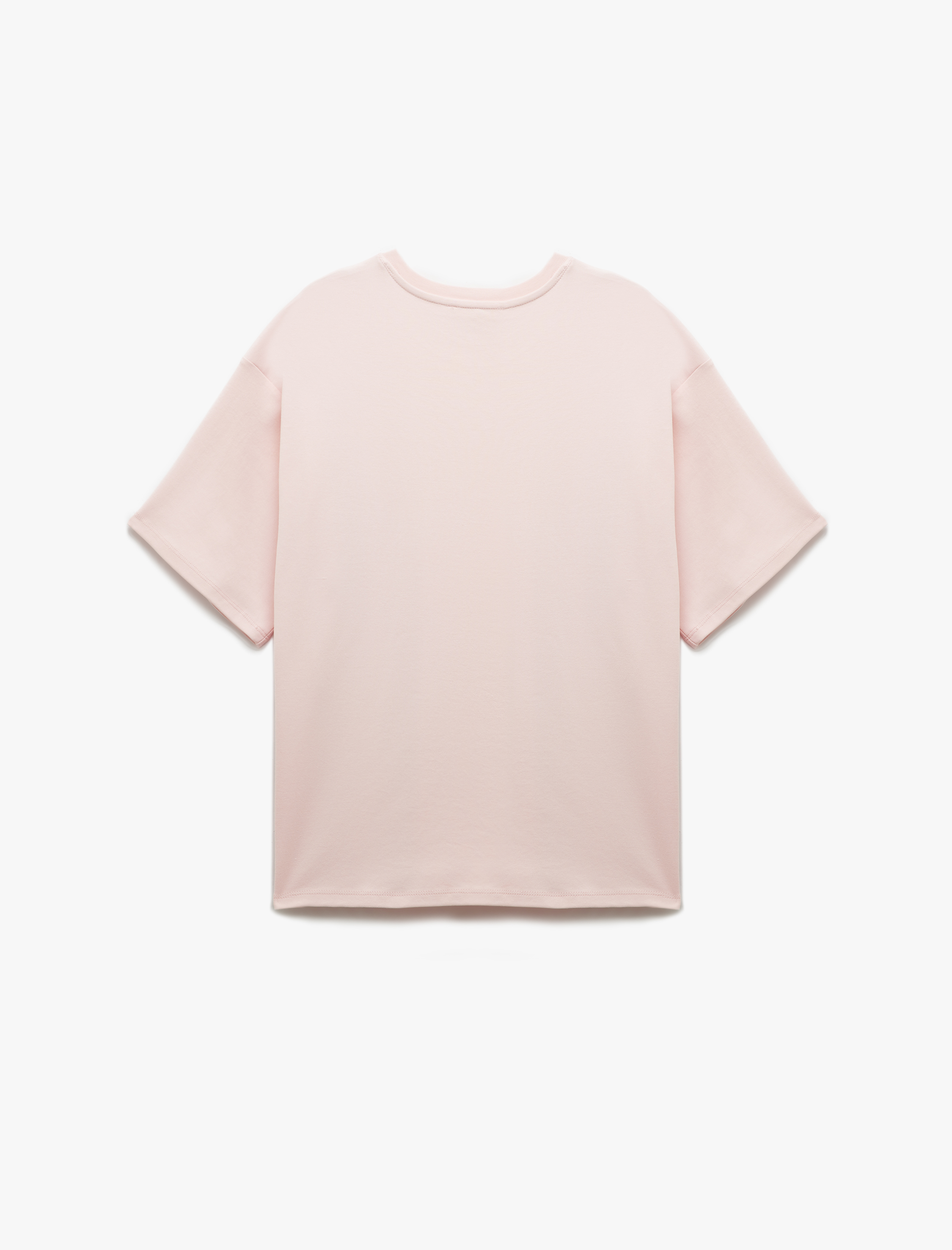   Pamuklu Rahat Kalıp Kısa Kollu Bisiklet Yaka Basic Tişört