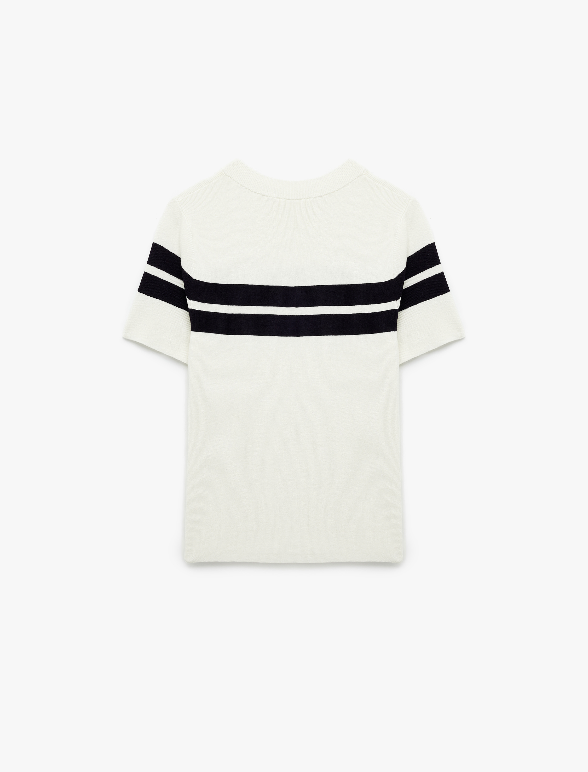 Viskon Kumaş Kısa Kollu Bisiklet Yaka Triko Sweatshirt