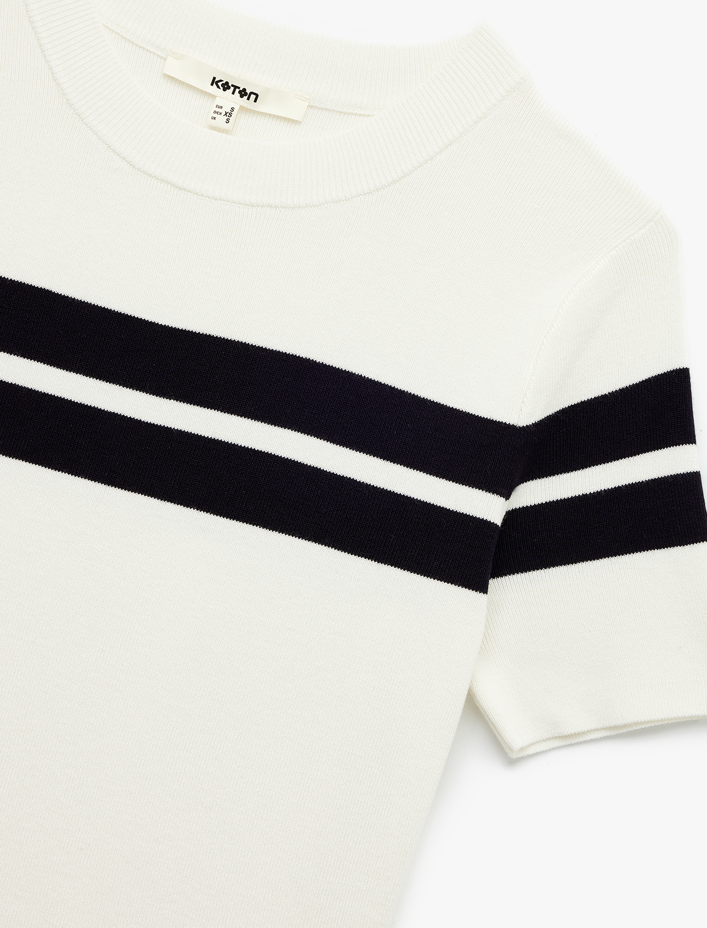 Viskon Kumaş Kısa Kollu Bisiklet Yaka Triko Sweatshirt