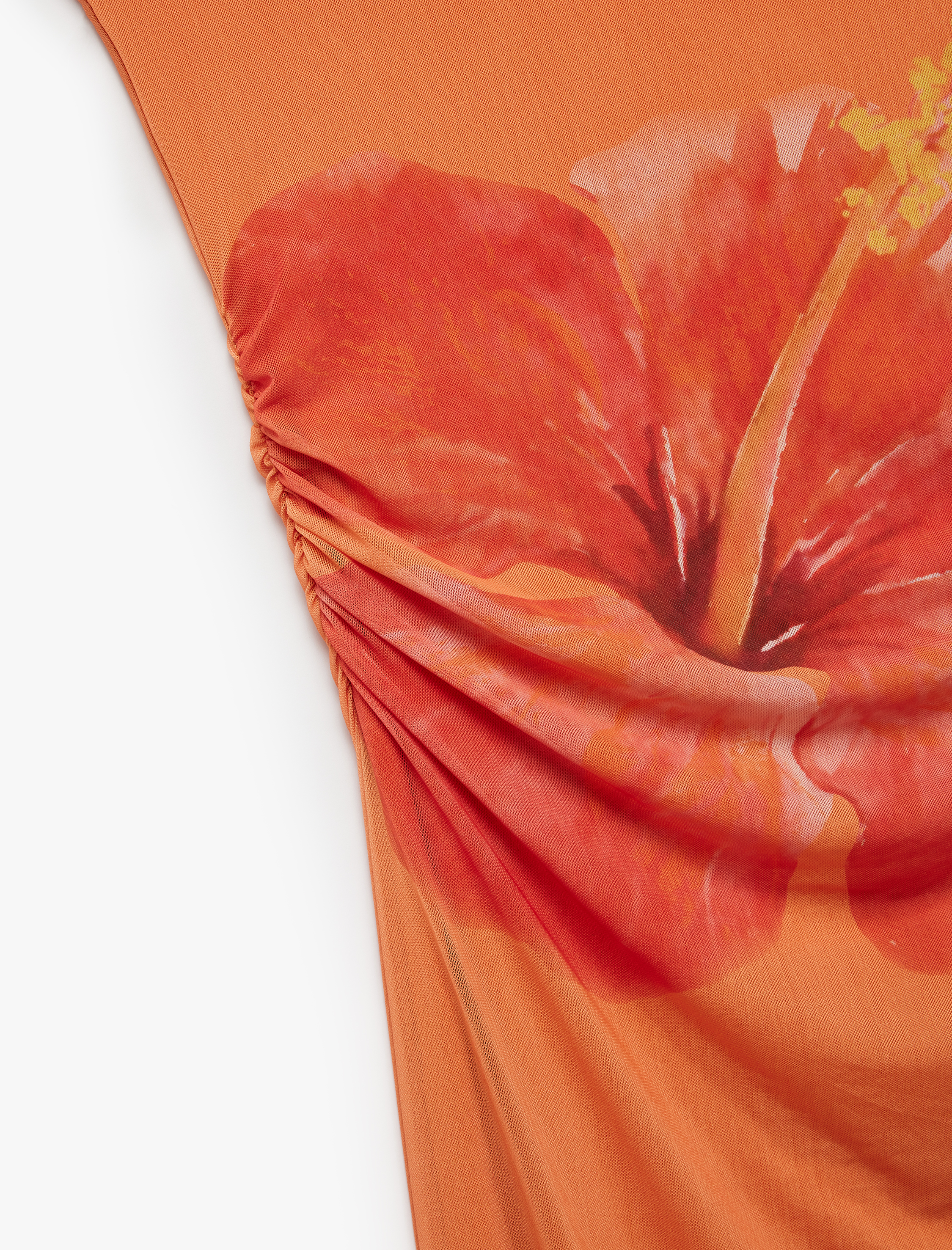   Koton X İnji - Kolsuz Çiçekli Tek Omuz Drapeli Midi Tül Elbise