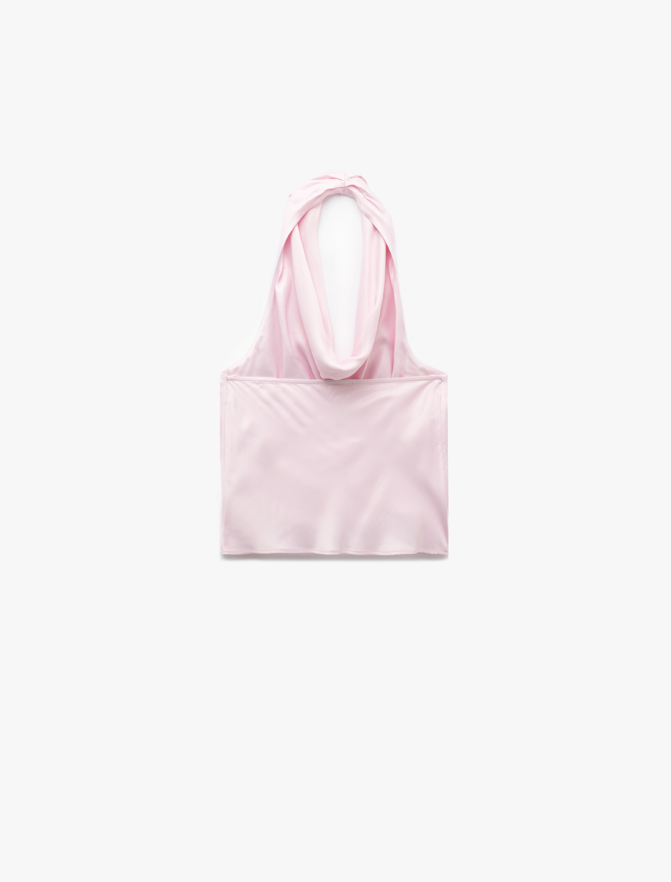 Kolsuz Sırt Dekolteli Degaje Yaka Saten Bluz