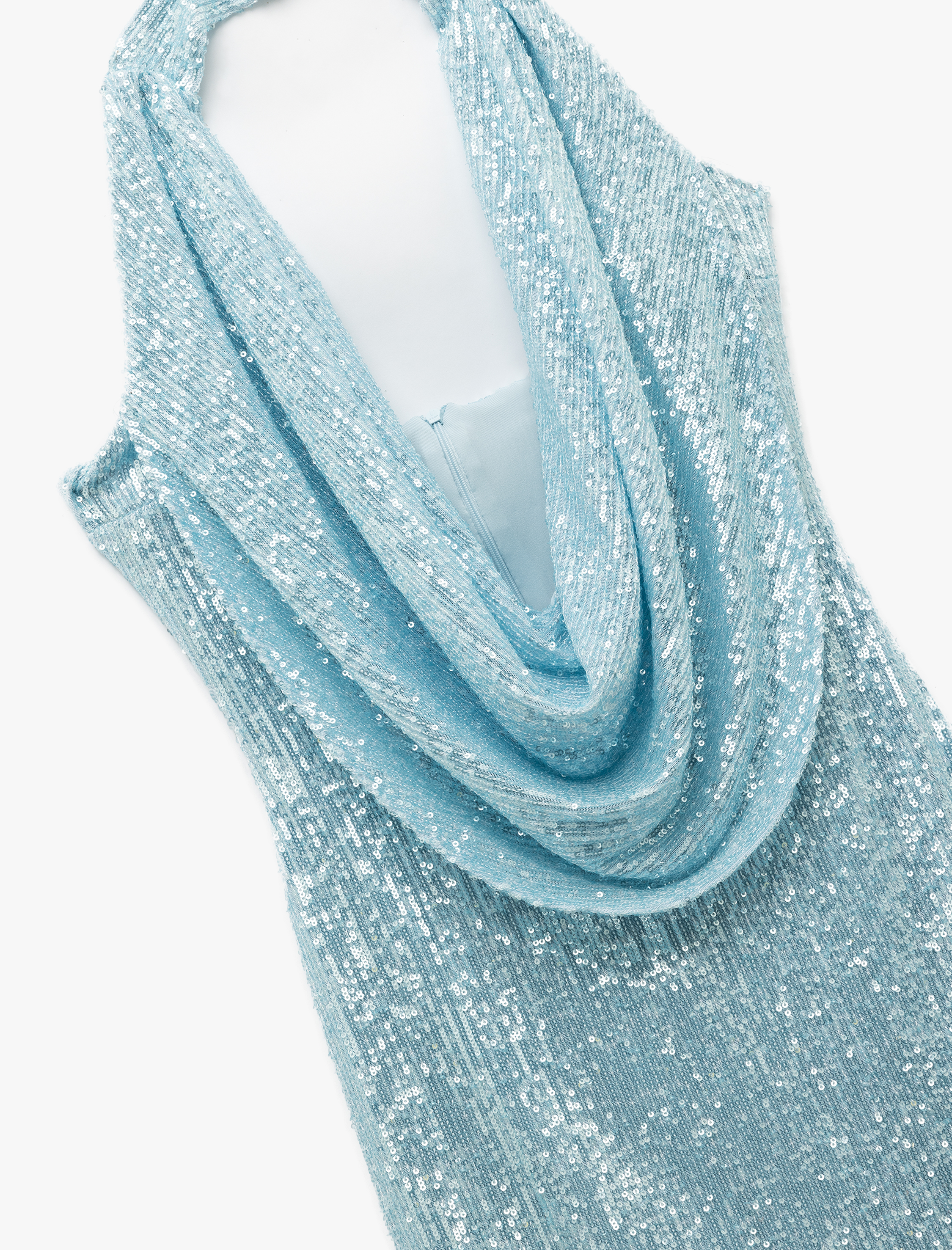   Koton X Sibil Çetinkaya - Şal Yaka Kolsuz Payetli Dar Kesim Mini Abiye Elbise