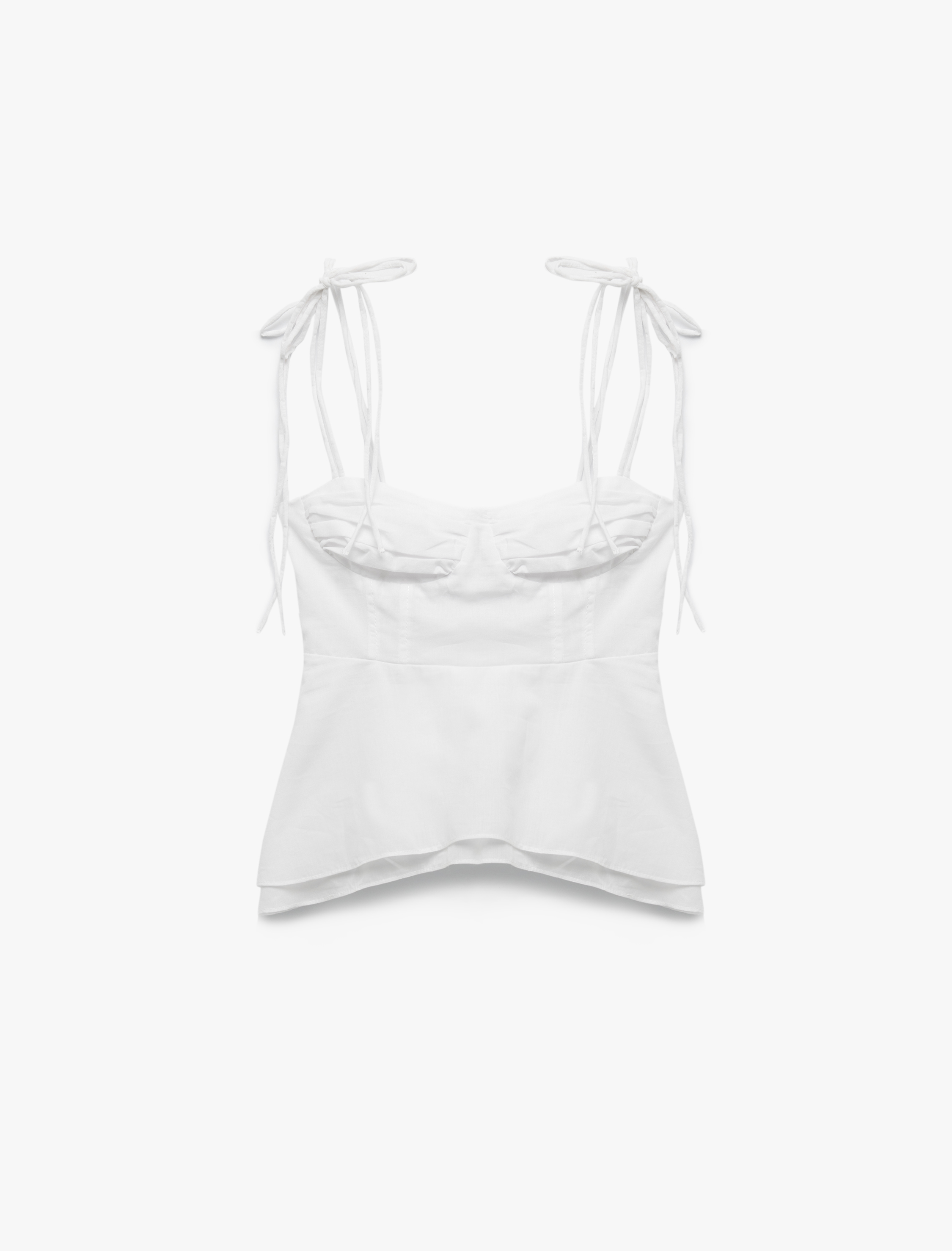   Koton X İnji - Pamuklu Volanlı Katlı Slim Fit İp Askılı Bluz