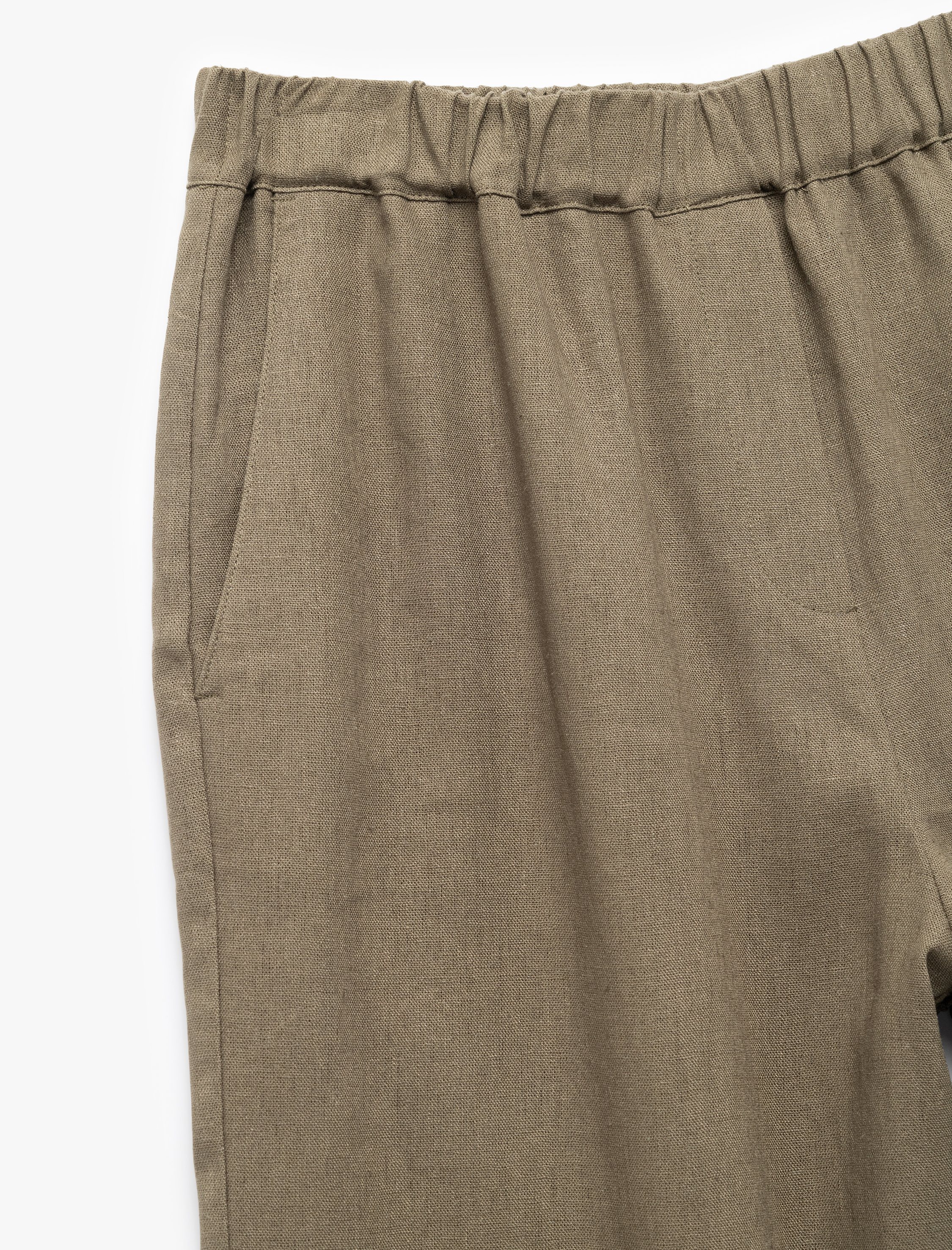   Beli Lastikli Astarlı Cepli Bol Paça Keten Pantolon