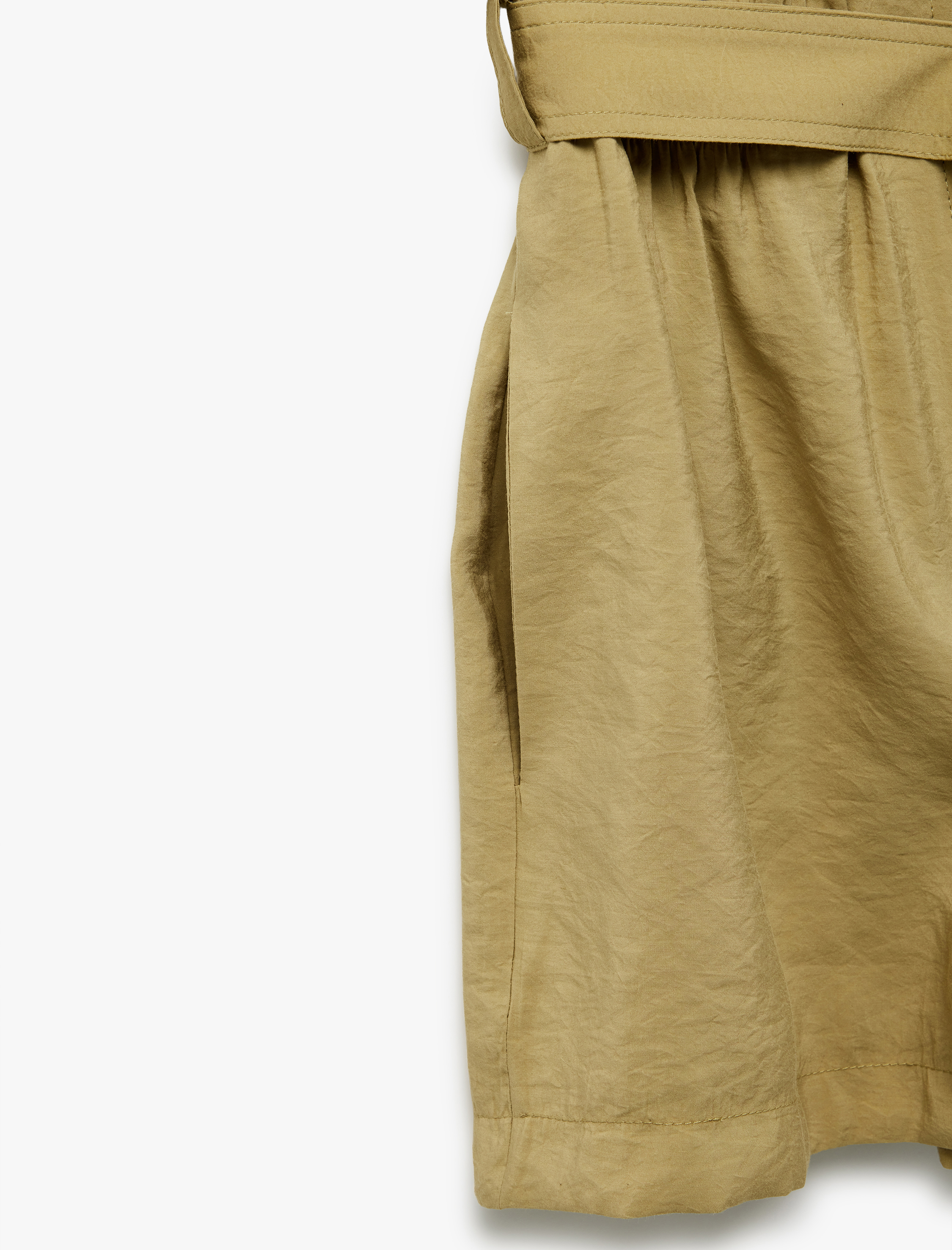   Kemerli Cepli Gömlek Yaka Kısa Kollu Modal Kumaş Şort Tulum