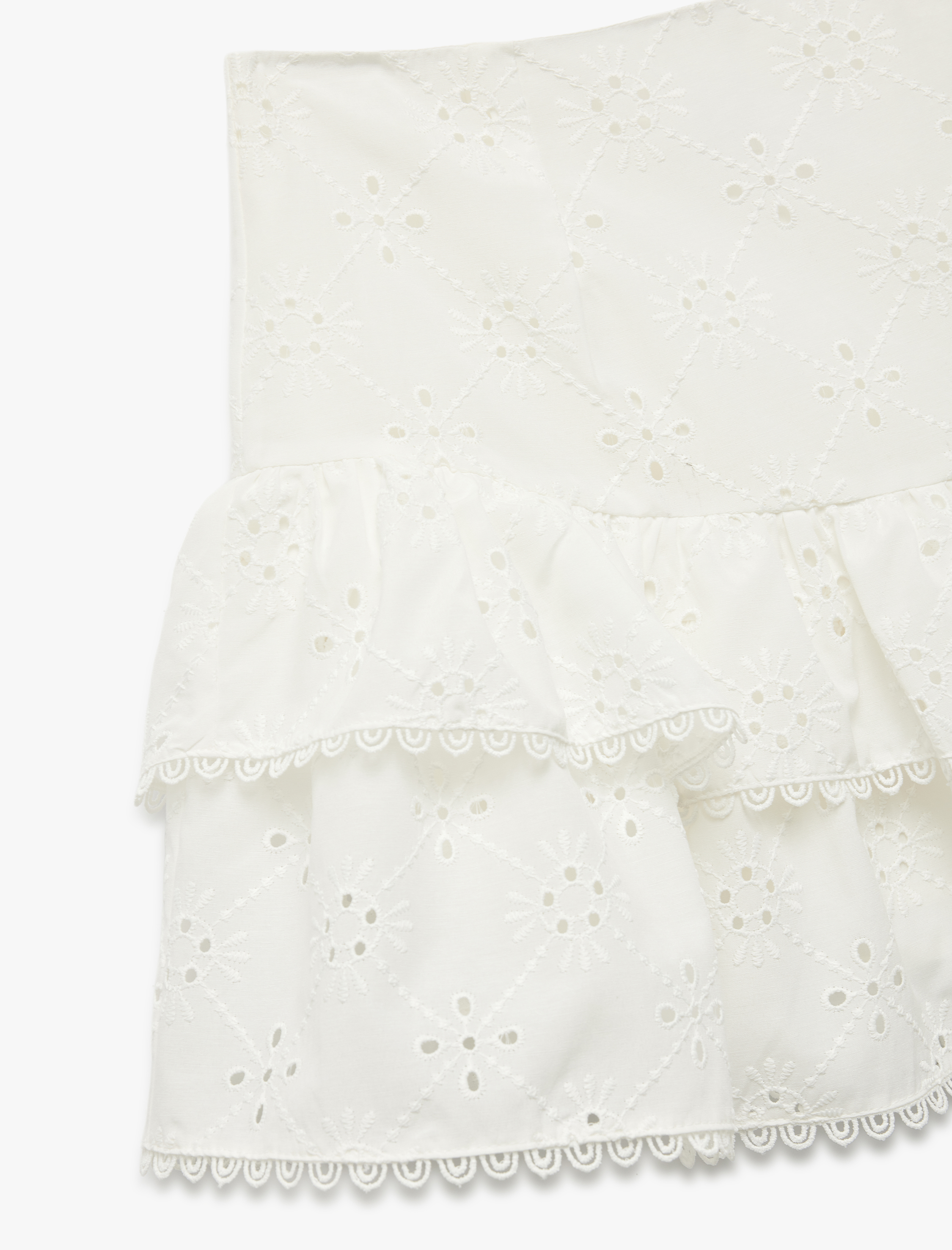   Koton X Melis Ağazat - Astarlı Brodeli Fistolu Fırfırlı Mini Etek