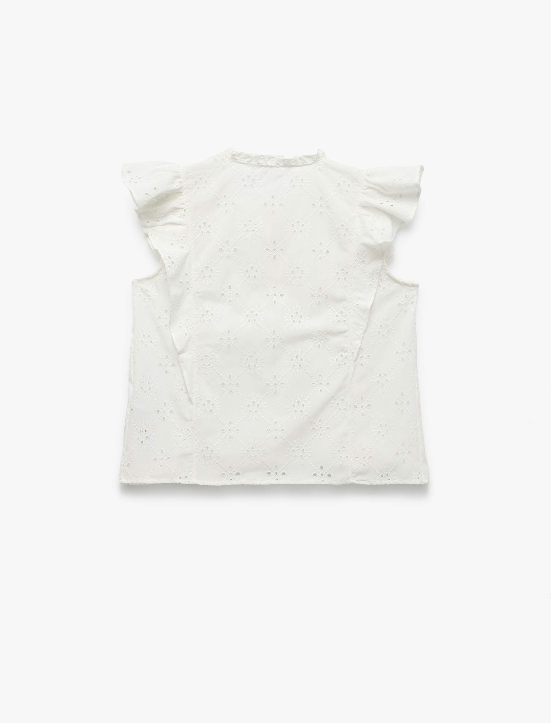   Koton X Melis Ağazat - Kolsuz Brodeli Fiyonk Detaylı Fisto Fırfırlı Bluz