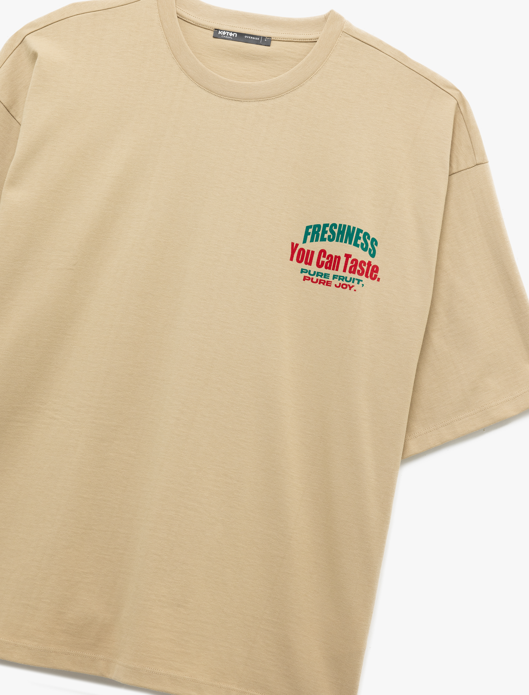   Kısa Kollu Pamuklu Bisiklet Yaka Tok Kumaş Arkası Baskılı Tişört