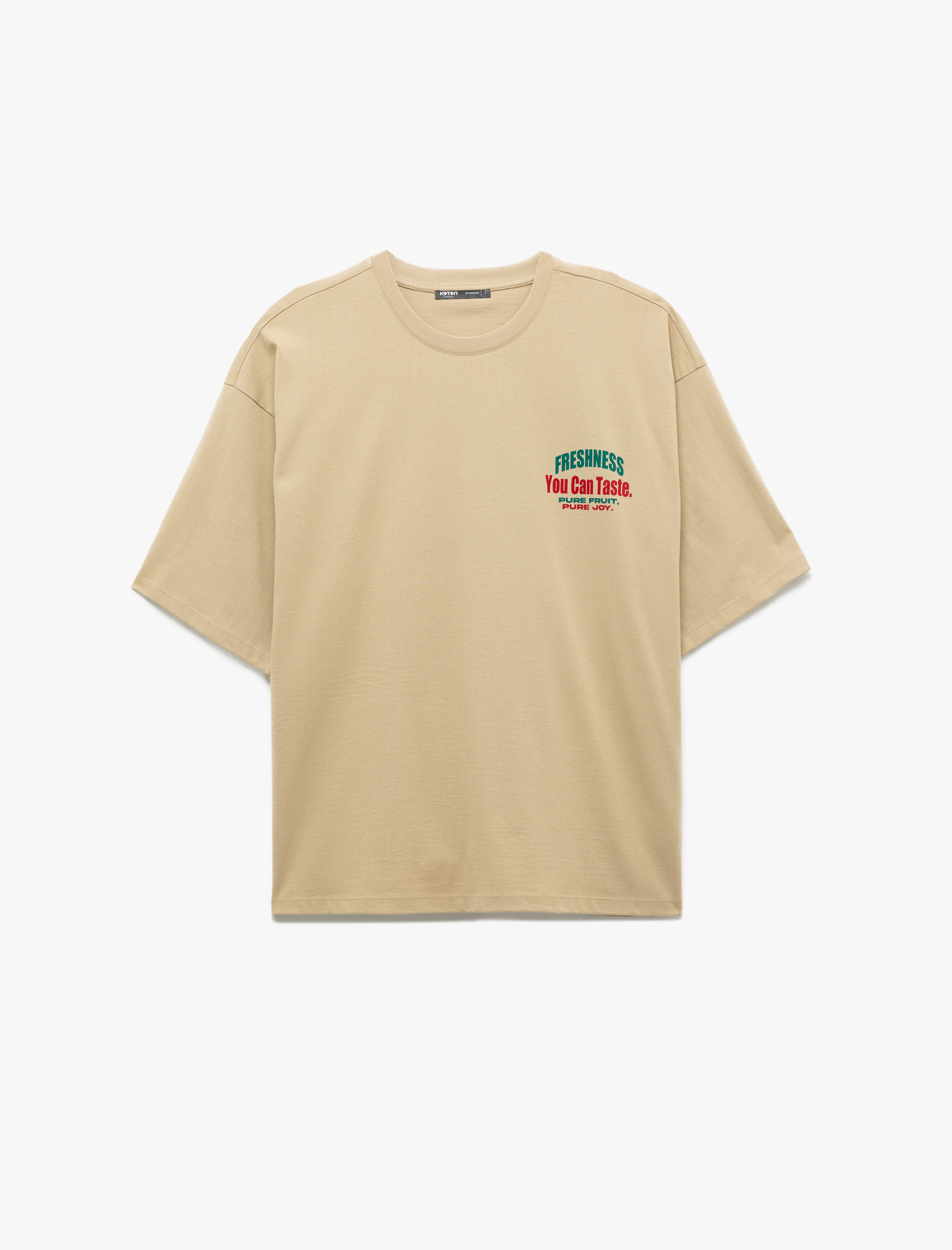   Kısa Kollu Pamuklu Bisiklet Yaka Tok Kumaş Arkası Baskılı Tişört