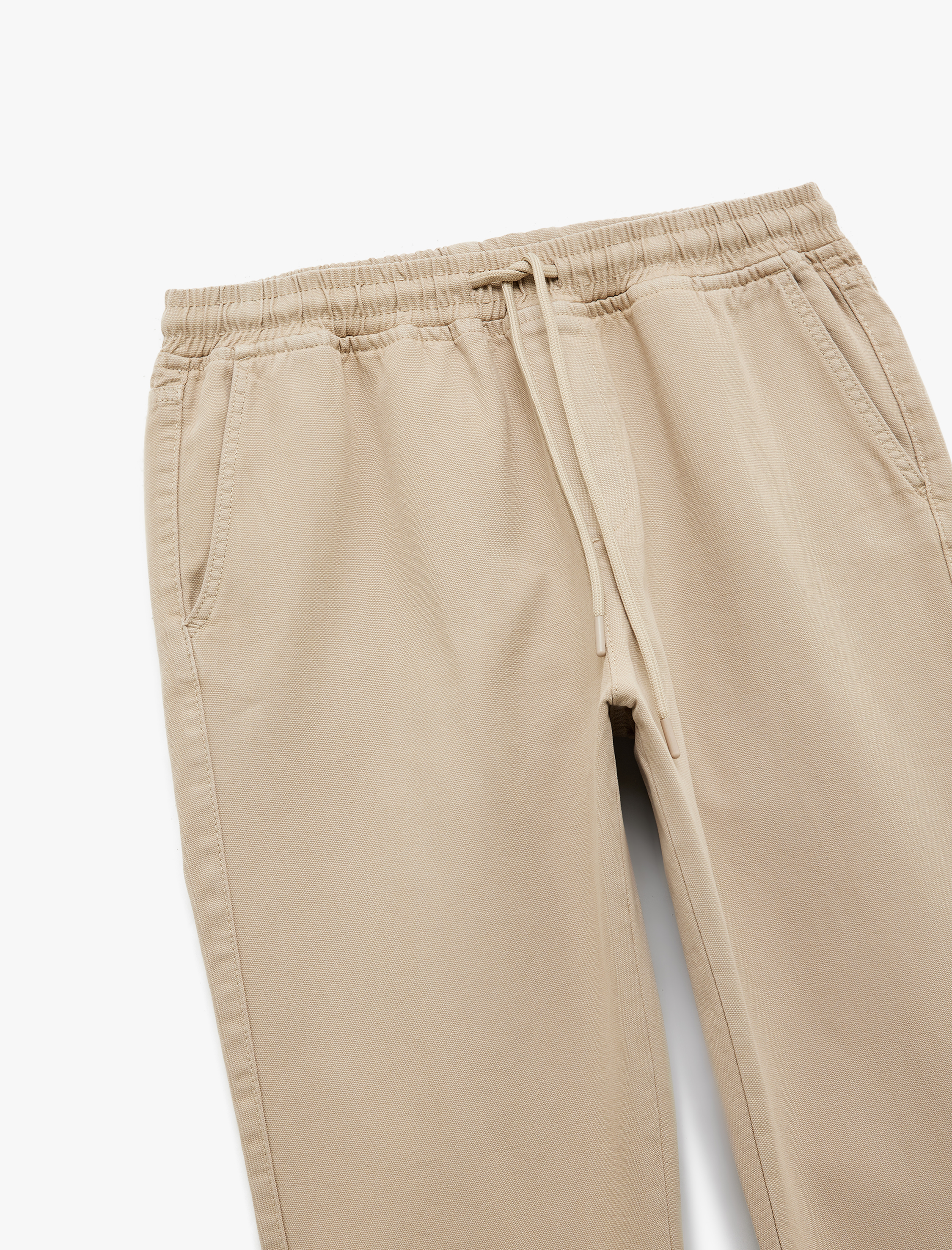   Pamuklu Cep Detaylı Rahat Kesim Beli Bağcıklı Kanvas Pantolon