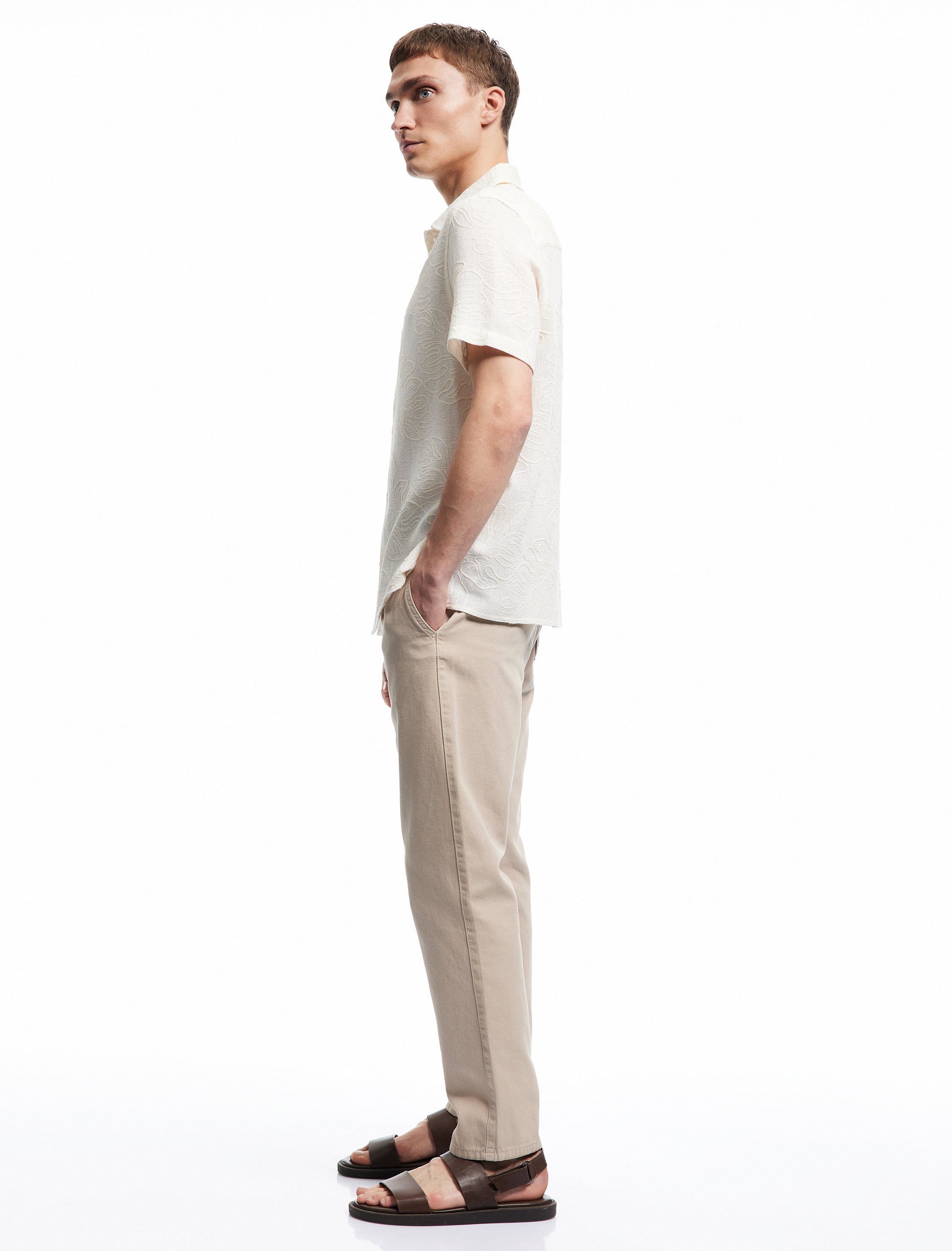   Pamuklu Cep Detaylı Rahat Kesim Beli Bağcıklı Kanvas Pantolon