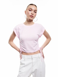Kolsuz Bisiklet Yaka Büzgülü Crop Atlet