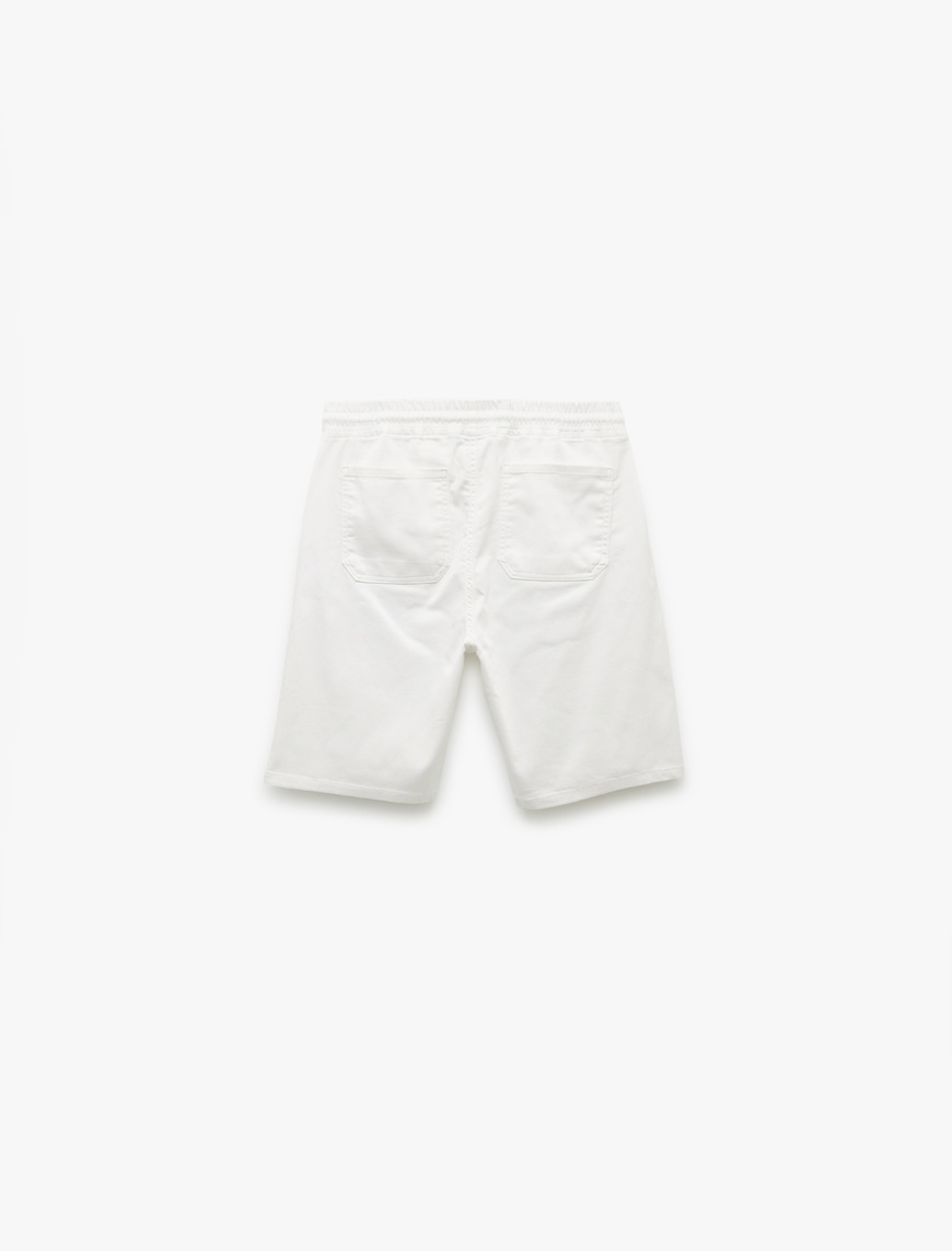   Beli Bağcıklı Cep Detaylı Bermuda Slim Fit Jean Şort