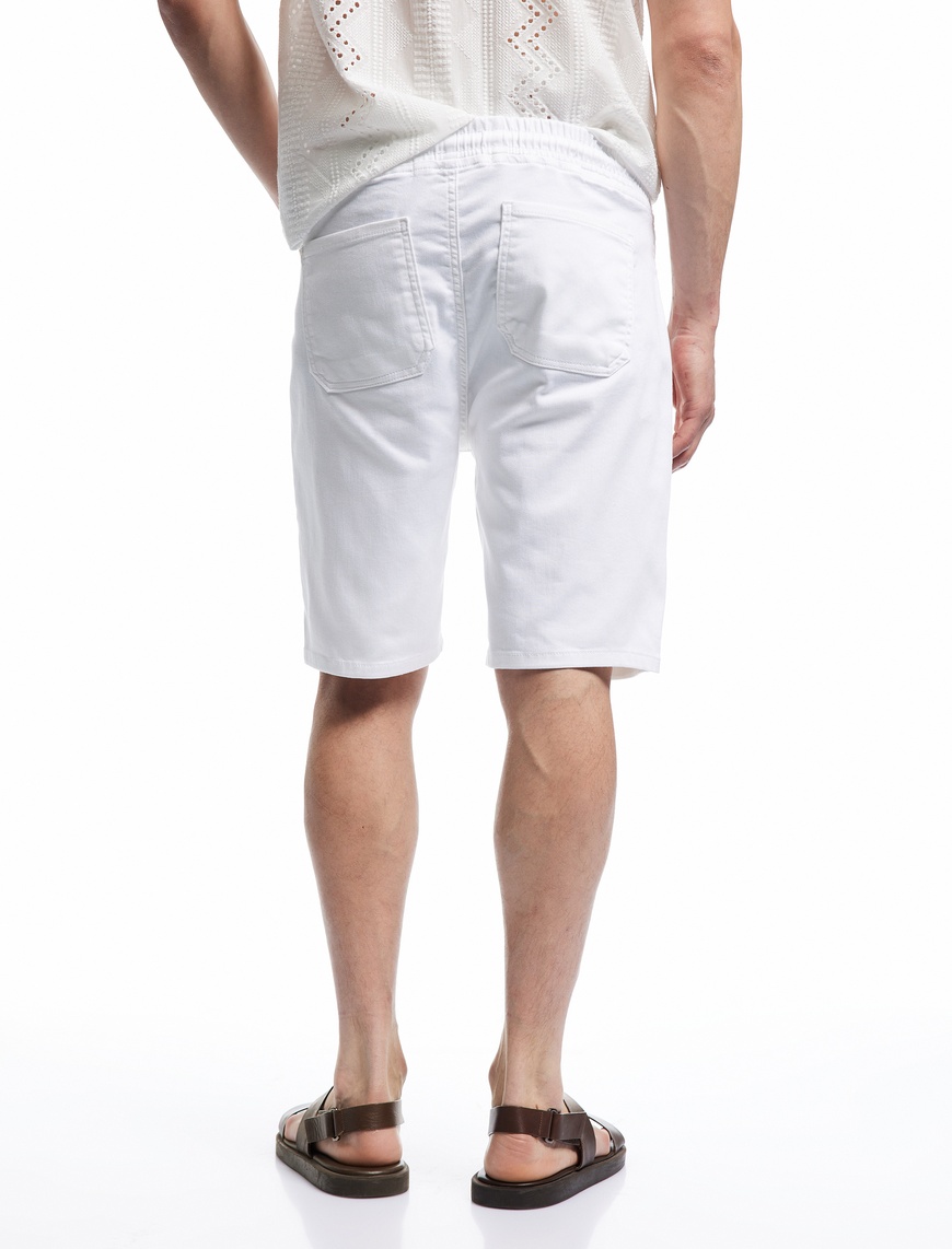   Beli Bağcıklı Cep Detaylı Bermuda Slim Fit Jean Şort