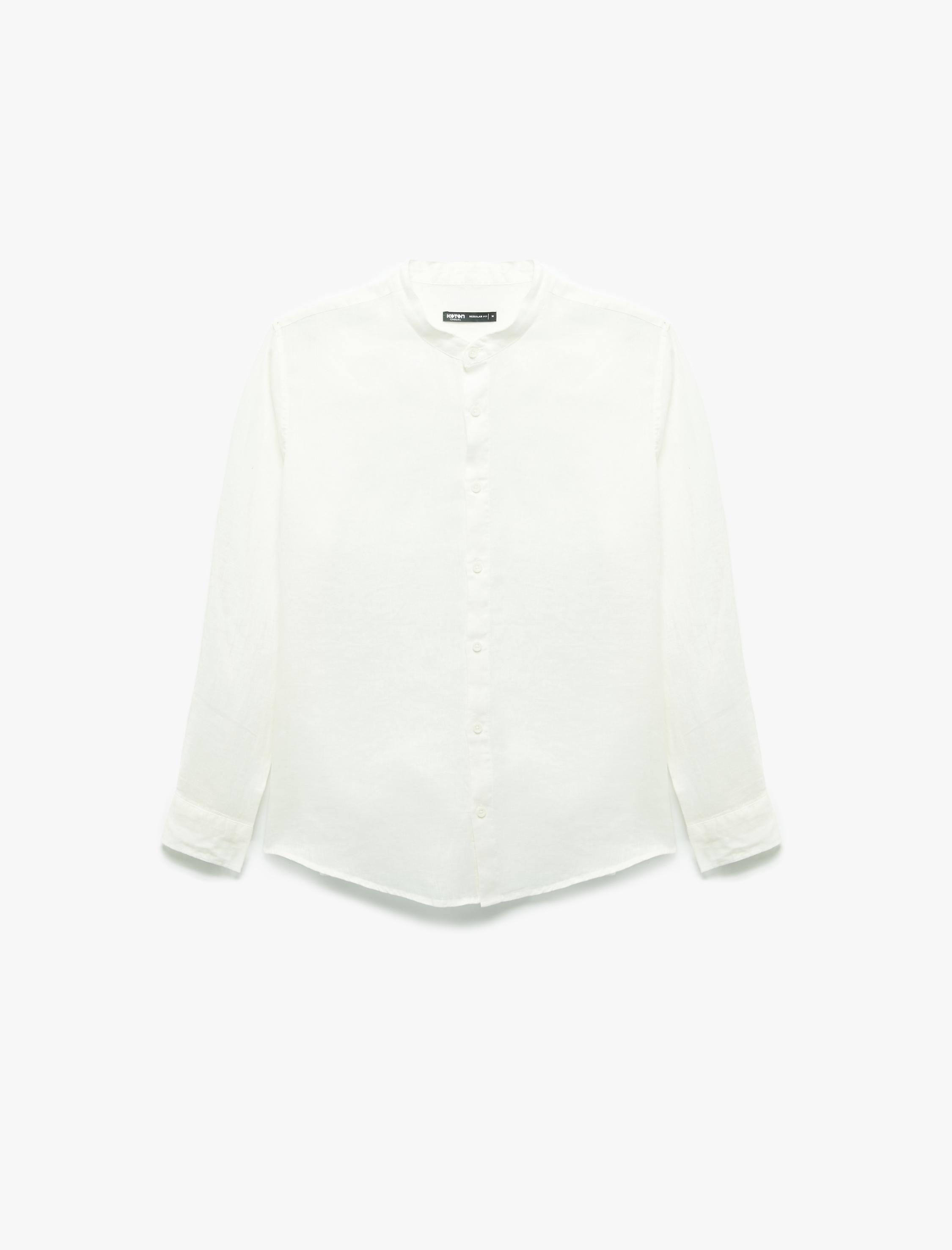   Uzun Kollu Regular Fit Hakim Yaka Keten Gömlek