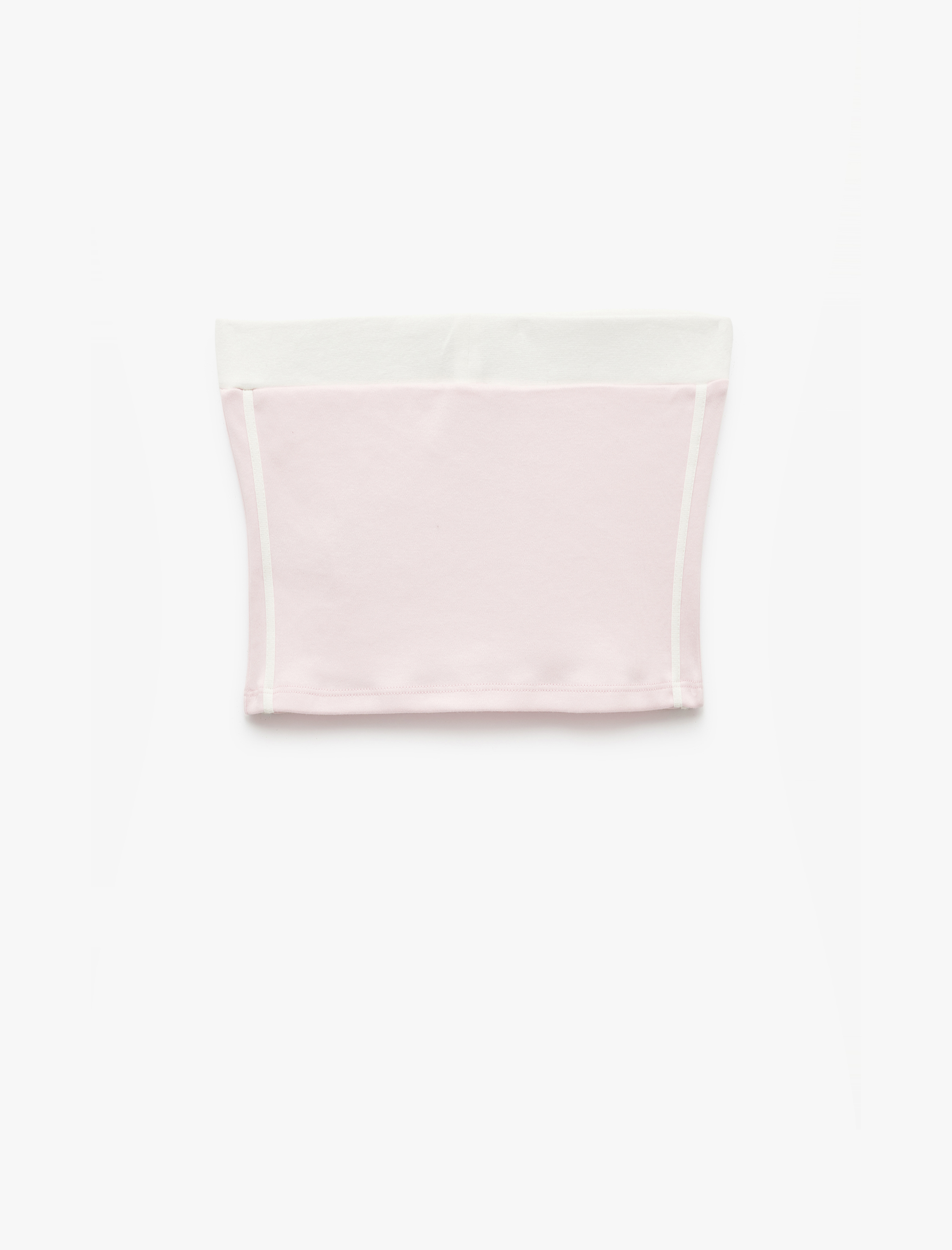   Şerit Detaylı Kolsuz Baskılı Crop Straplez Body