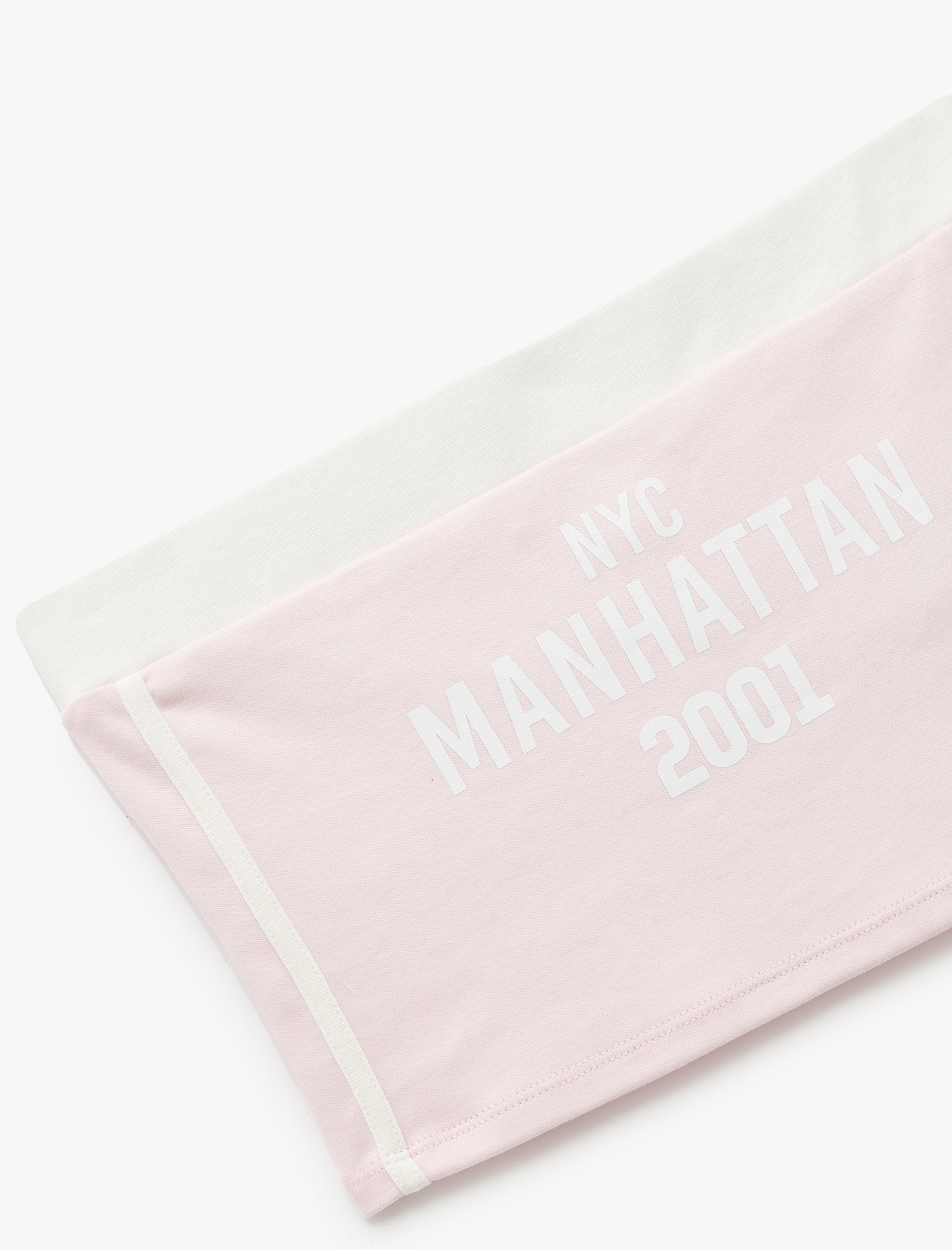   Şerit Detaylı Kolsuz Baskılı Crop Straplez Body