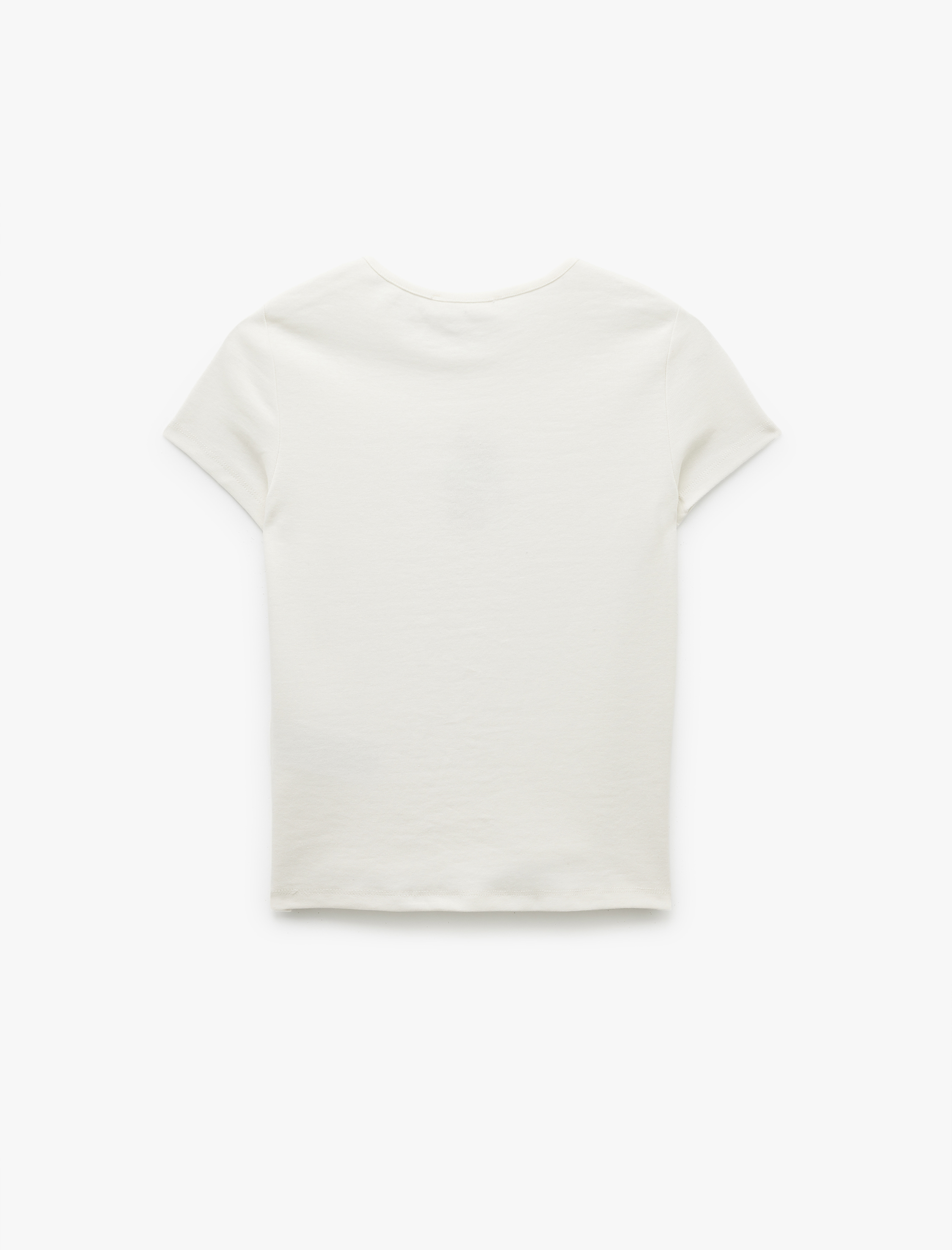   Bisiklet Yaka Kısa Kollu Ayıcık Baskılı Tişört