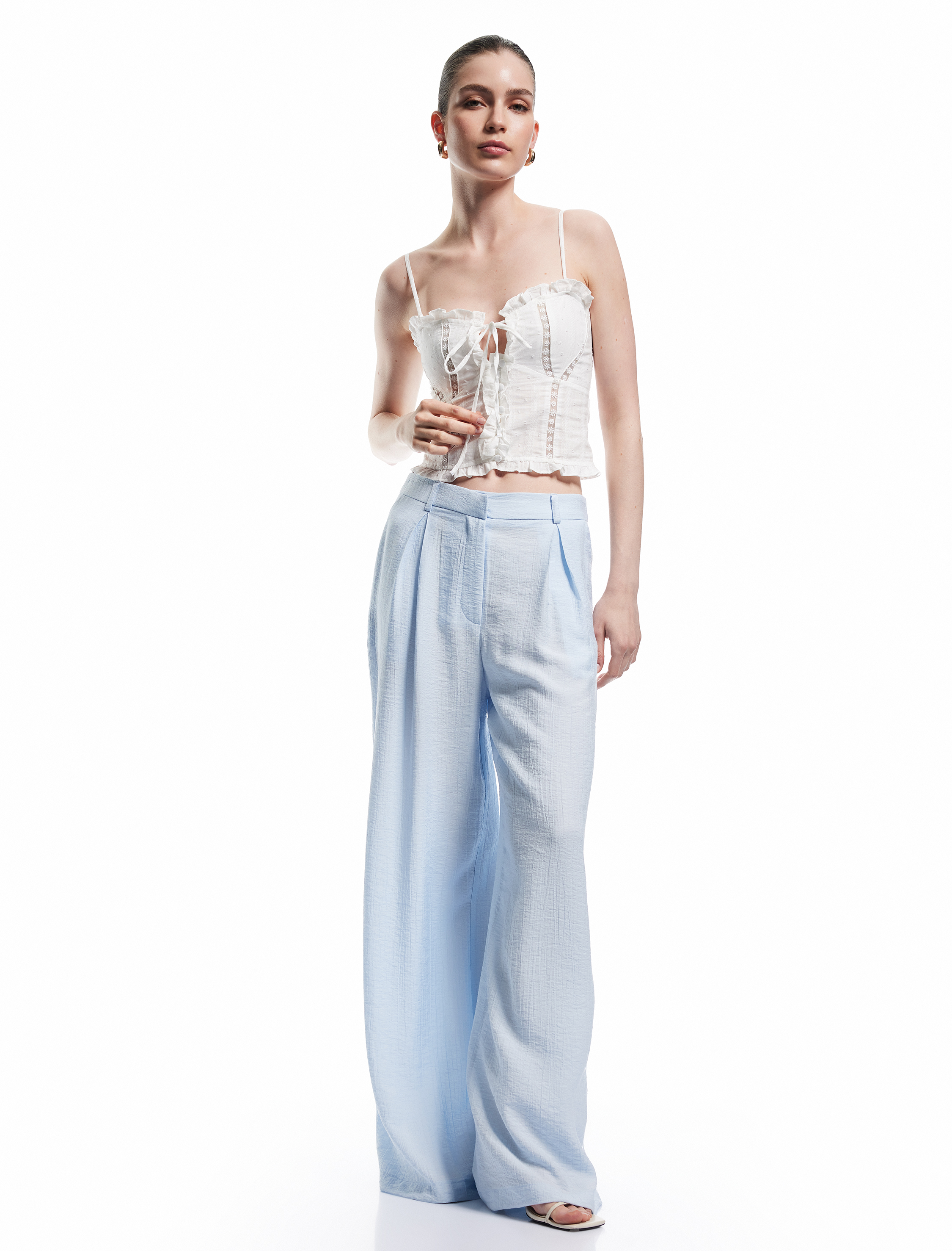   Koton X Sibil Çetinkaya - Viskon Kumaş Cepli Pile Detaylı Palazzo Pantolon