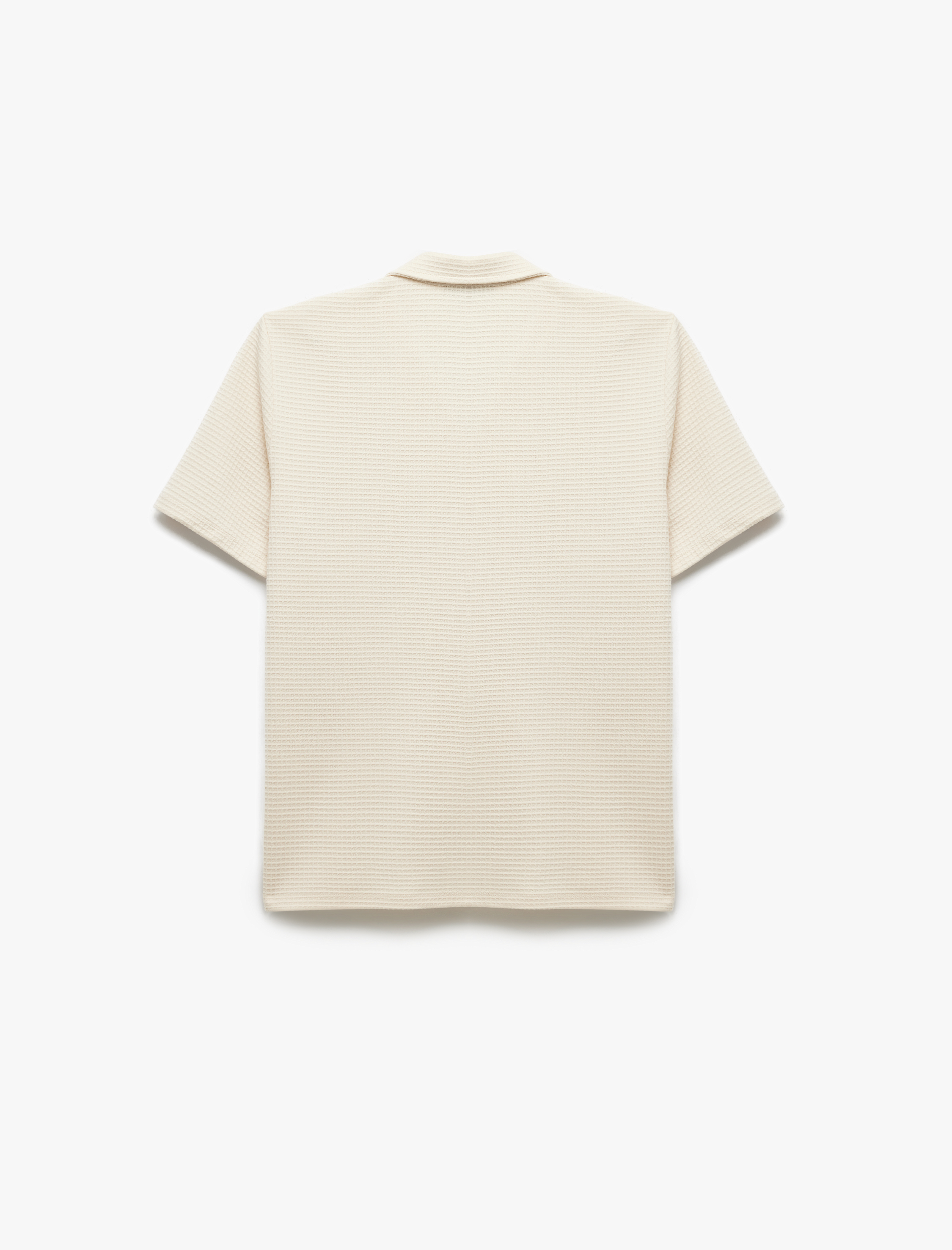   Devrik Yaka Waffle Dokulu Regular Fit Pamuklu Kısa Kollu Gömlek