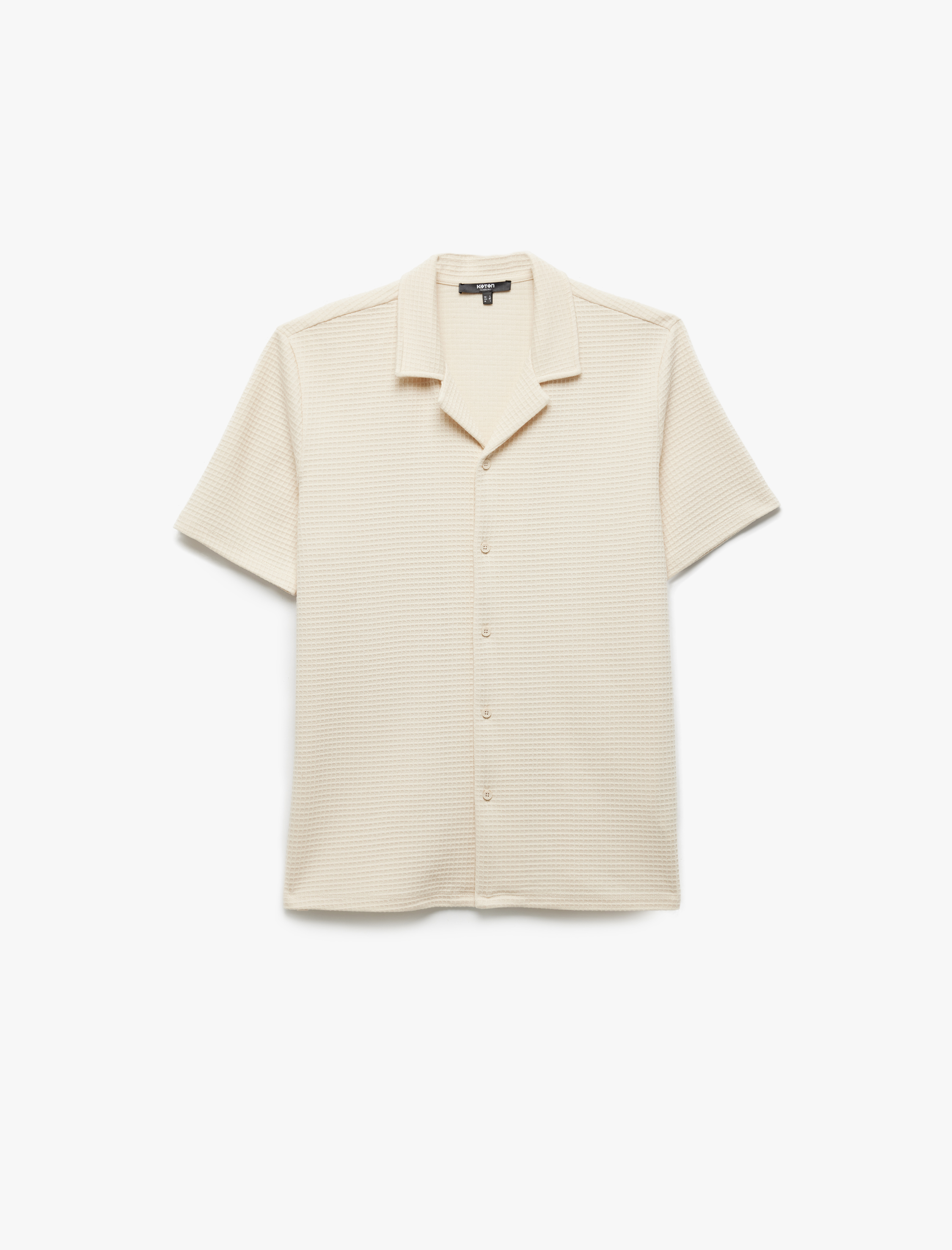   Devrik Yaka Waffle Dokulu Regular Fit Pamuklu Kısa Kollu Gömlek