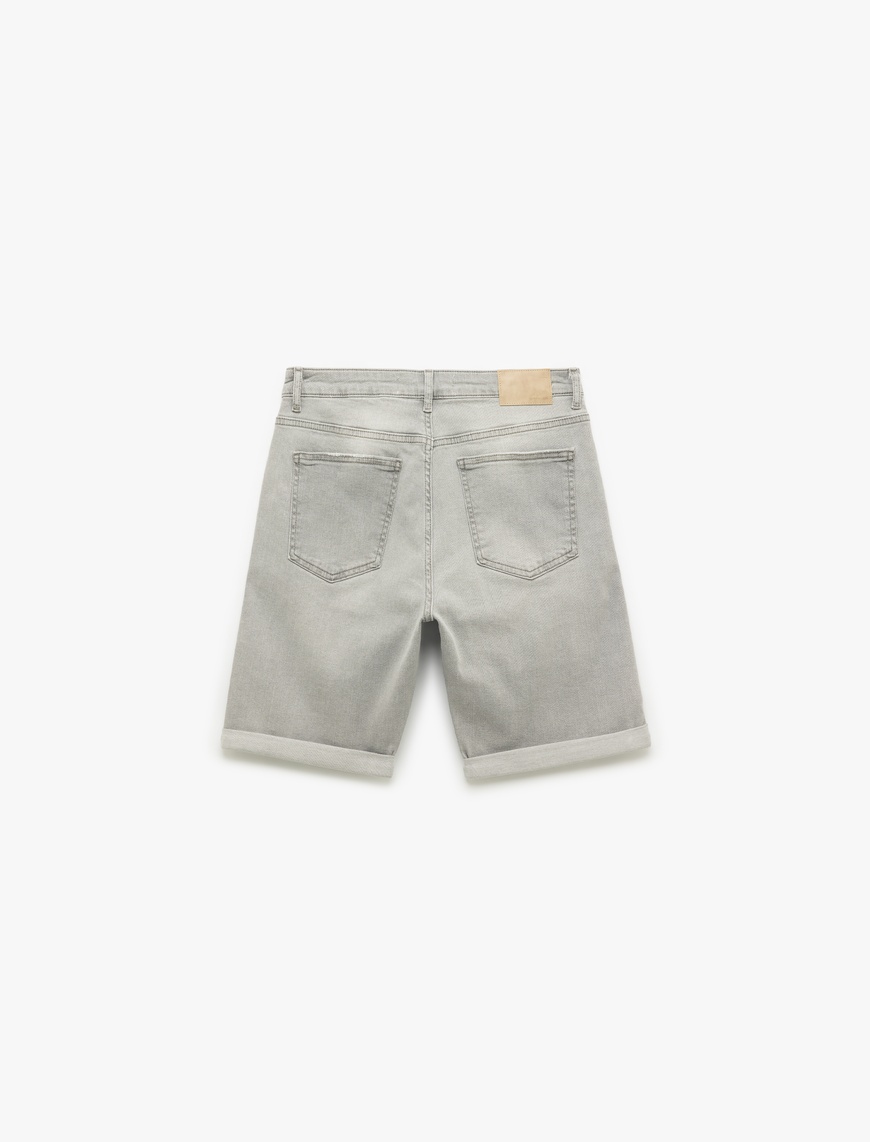   Normal Bel Pamuklu Slim Fit Jean Şort