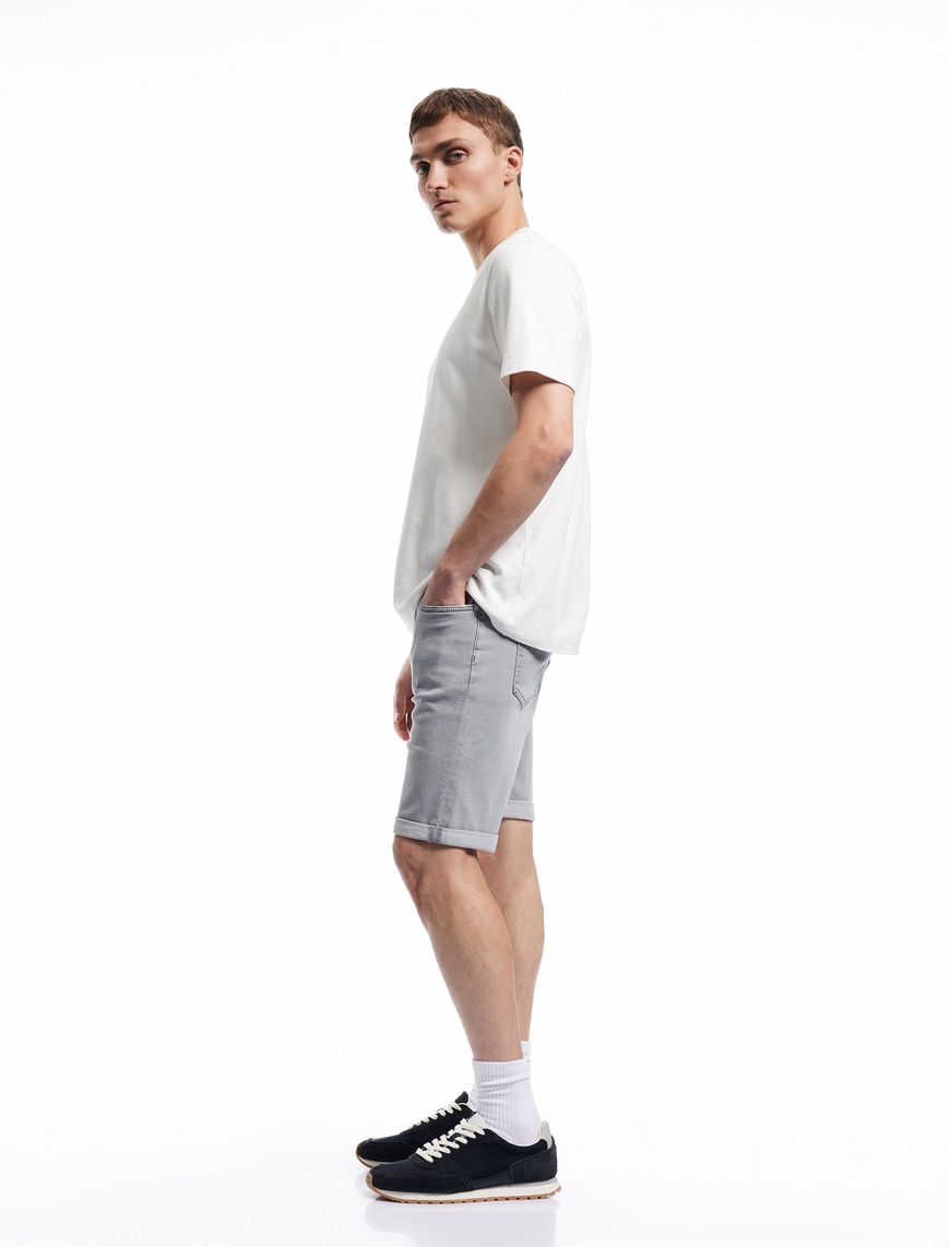   Normal Bel Pamuklu Slim Fit Jean Şort