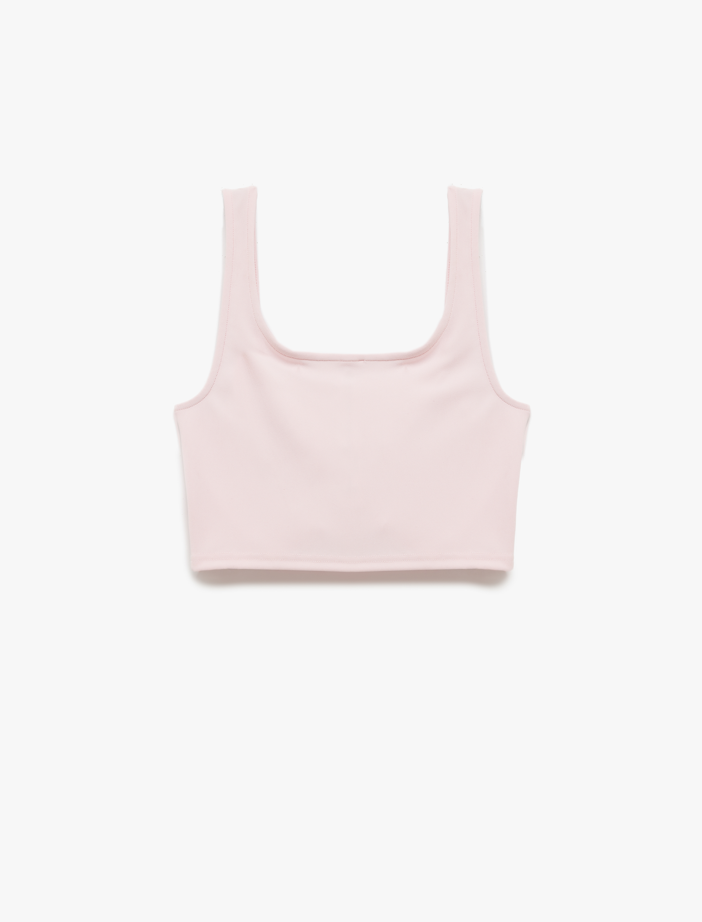   Kare Yaka Korse Detaylı Kolsuz Slim Fit Crop Bluz