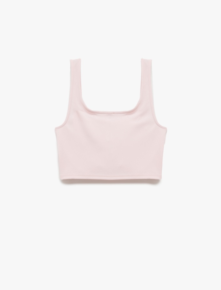  Kare Yaka Korse Detaylı Kolsuz Slim Fit Crop Bluz