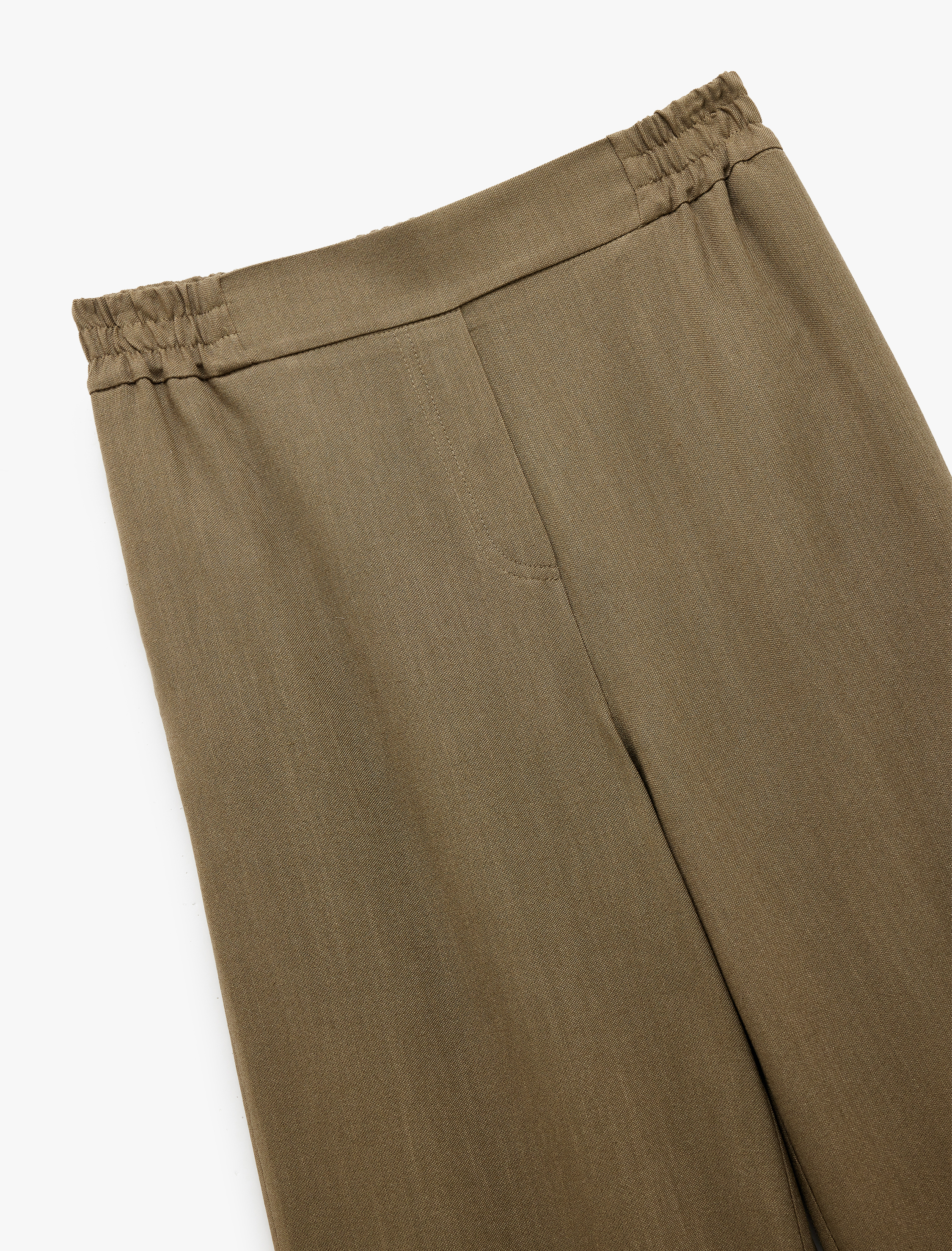   Lastikli Standart Bel Astarlı Viskon Cepli Geniş Paça Pantolon