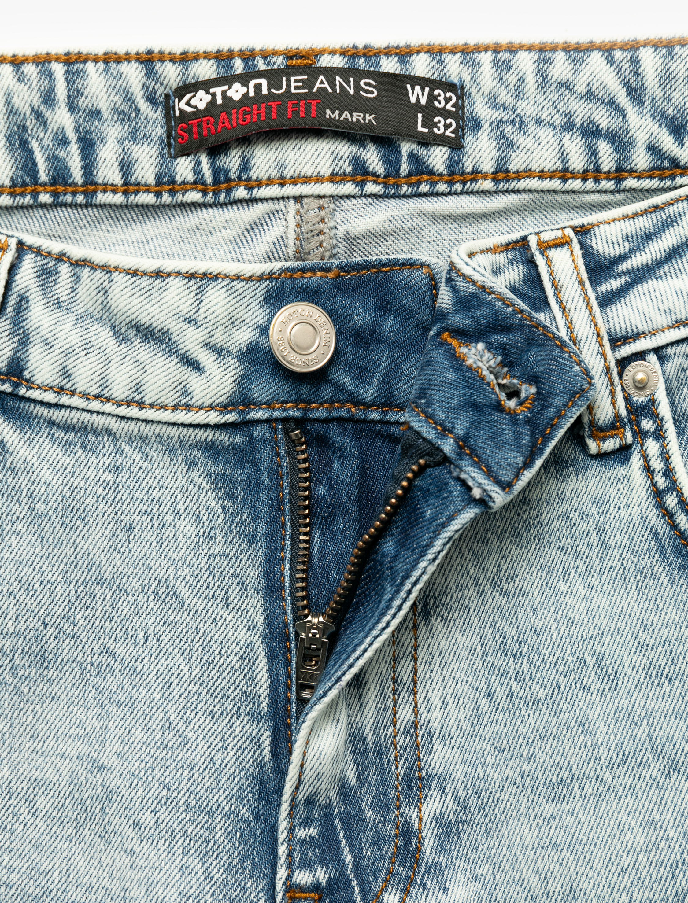   Normal Bel Pamuklu Düğmeli Straight Fit Jean Pantolon - Mark Jean