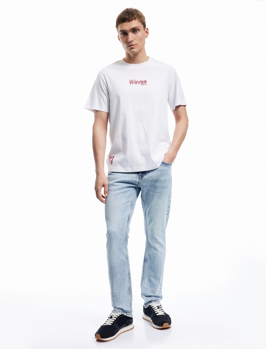   Normal Bel Pamuklu Düğmeli Straight Fit Jean Pantolon - Mark Jean