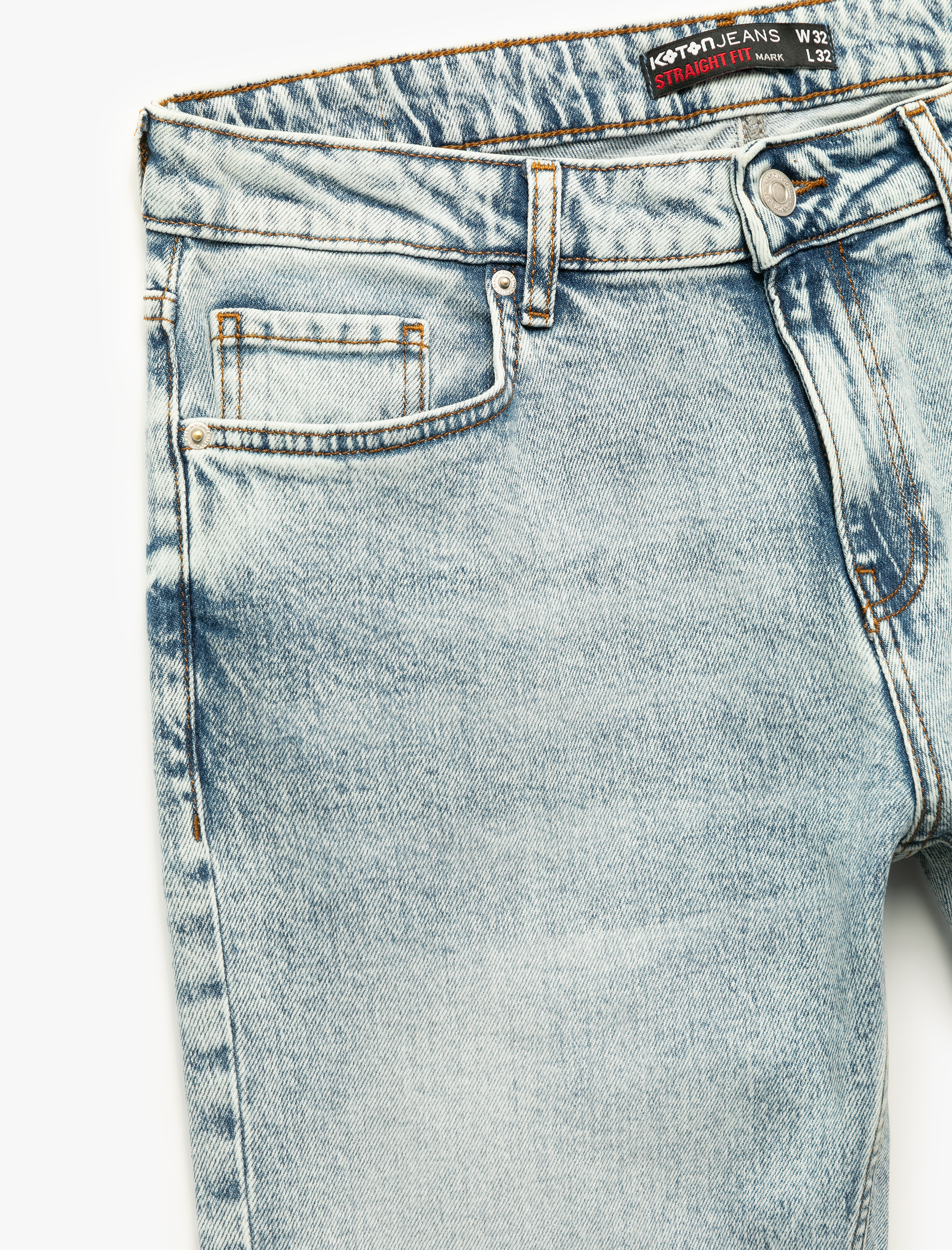   Normal Bel Pamuklu Düğmeli Straight Fit Jean Pantolon - Mark Jean