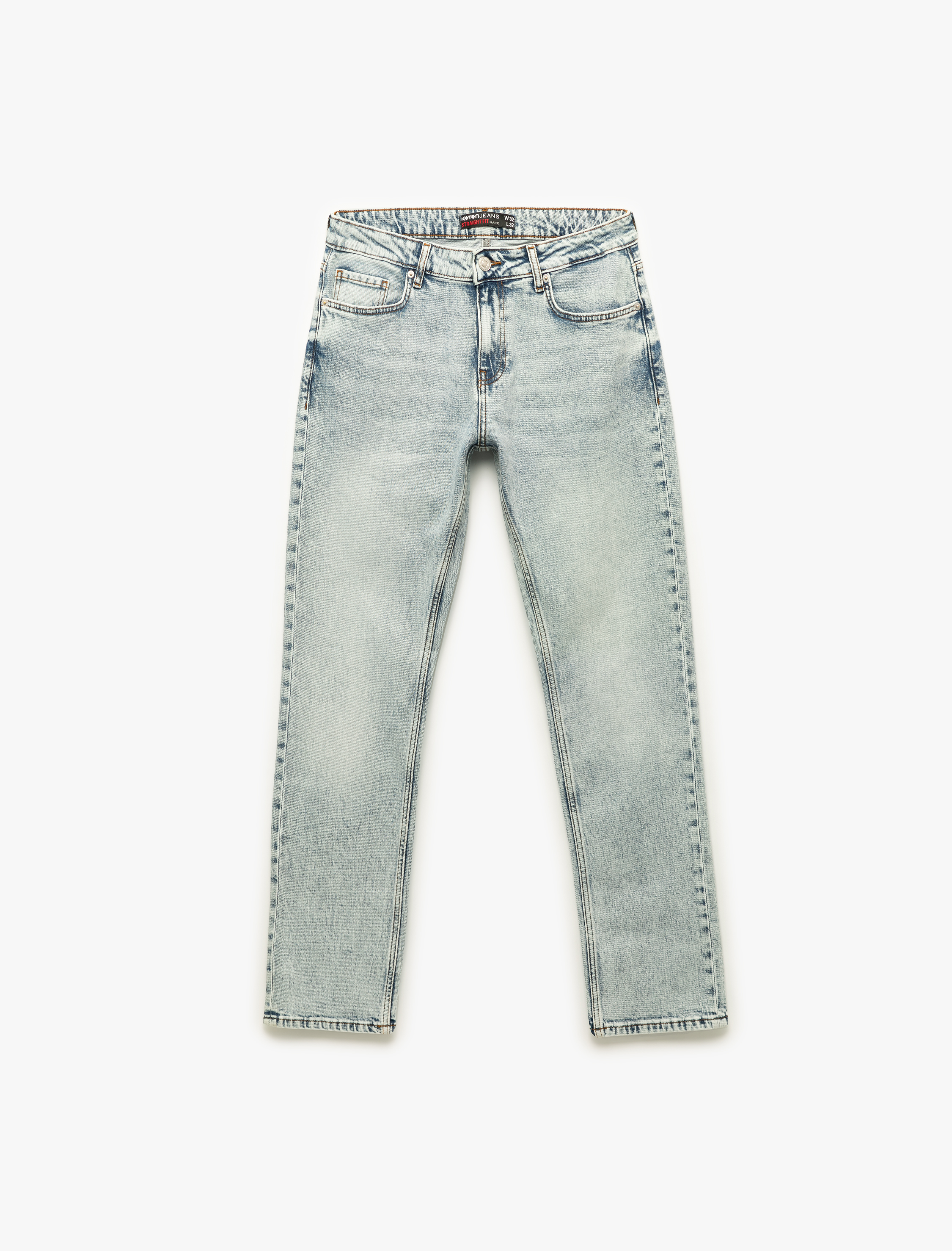   Normal Bel Pamuklu Düğmeli Straight Fit Jean Pantolon - Mark Jean