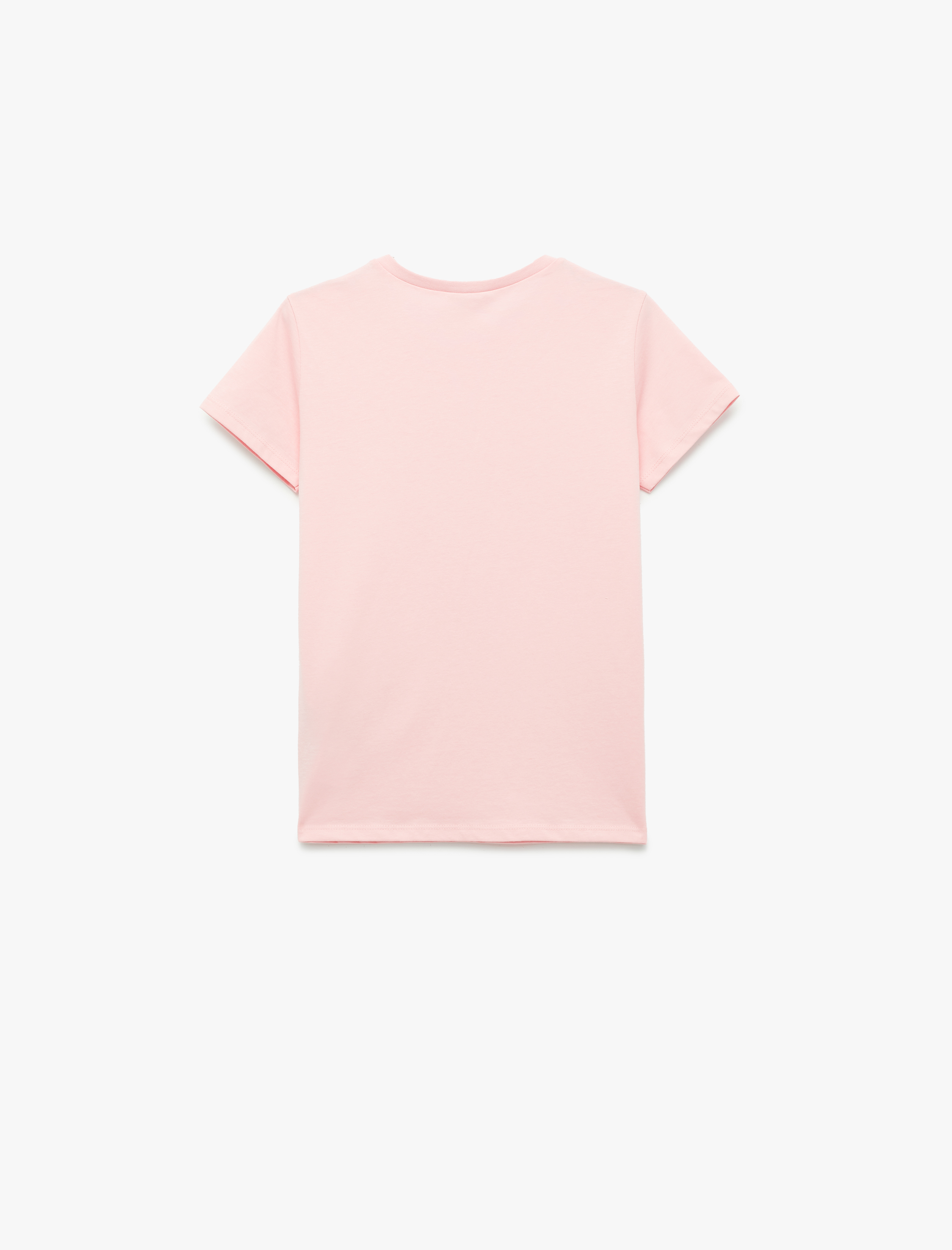  Kız Çocuk Kısa Kollu Bisiklet Yaka Fiyonk Baskılı Pamuklu Tişört