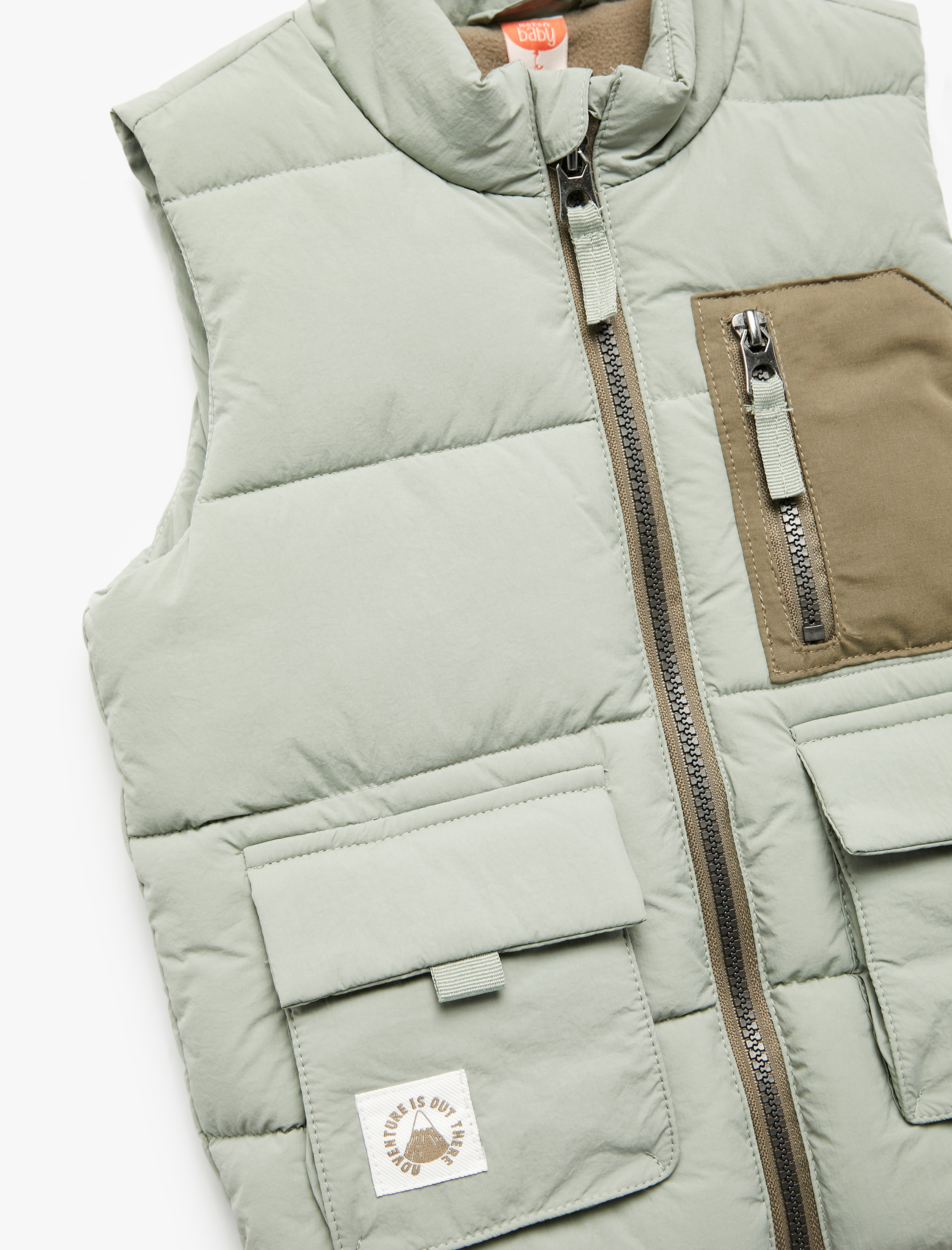  Erkek Bebek Dik Yaka Kolsuz Fermuarlı Cep Detaylı Şişme Yelek