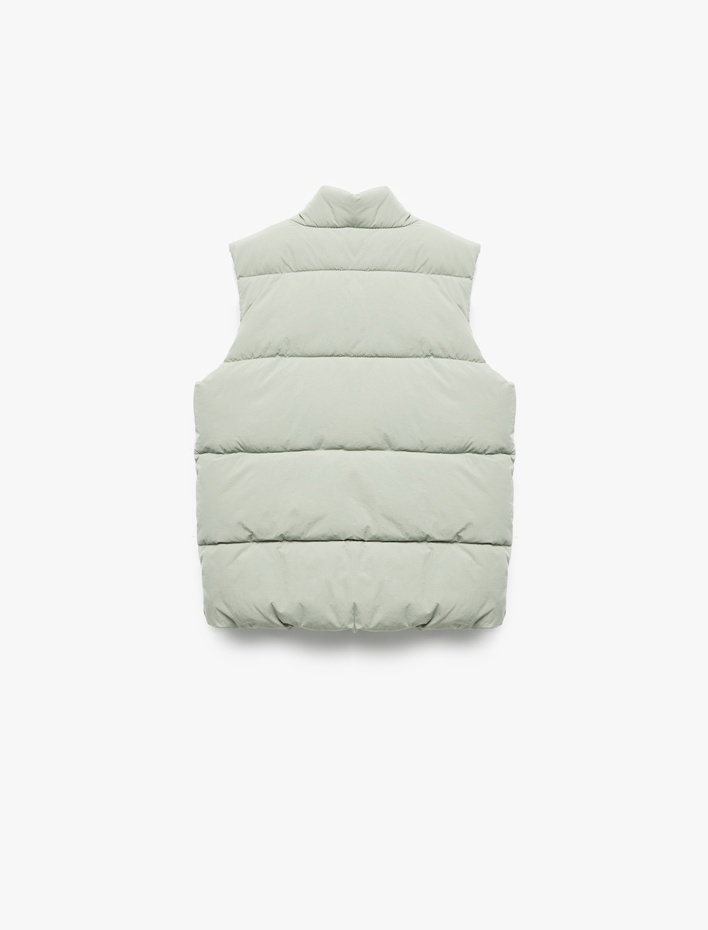 Erkek Bebek Dik Yaka Kolsuz Fermuarlı Cep Detaylı Şişme Yelek