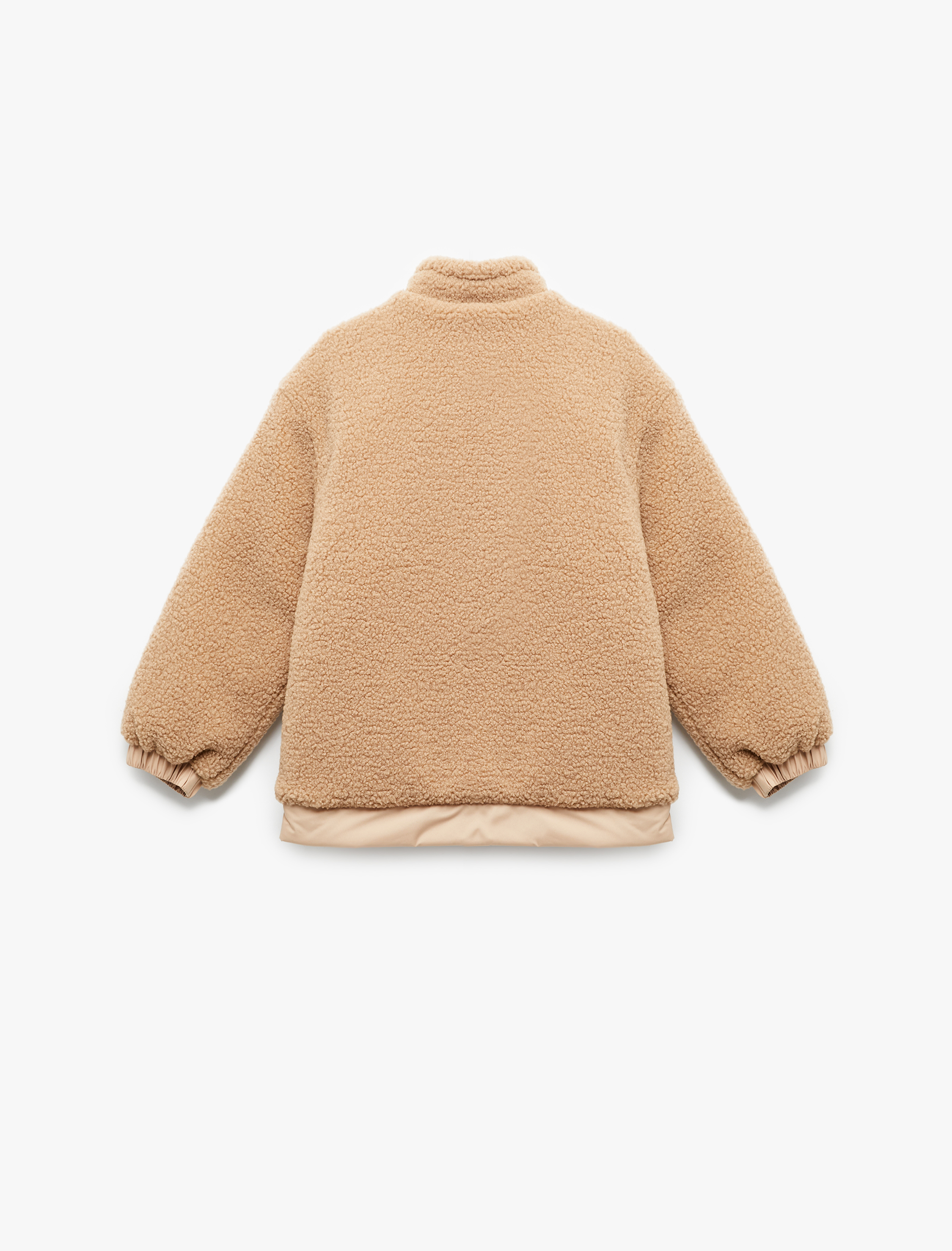  Erkek Çocuk Uzun Kollu Dik Yaka Fermuarlı Cepli Polar Detaylı Ceket