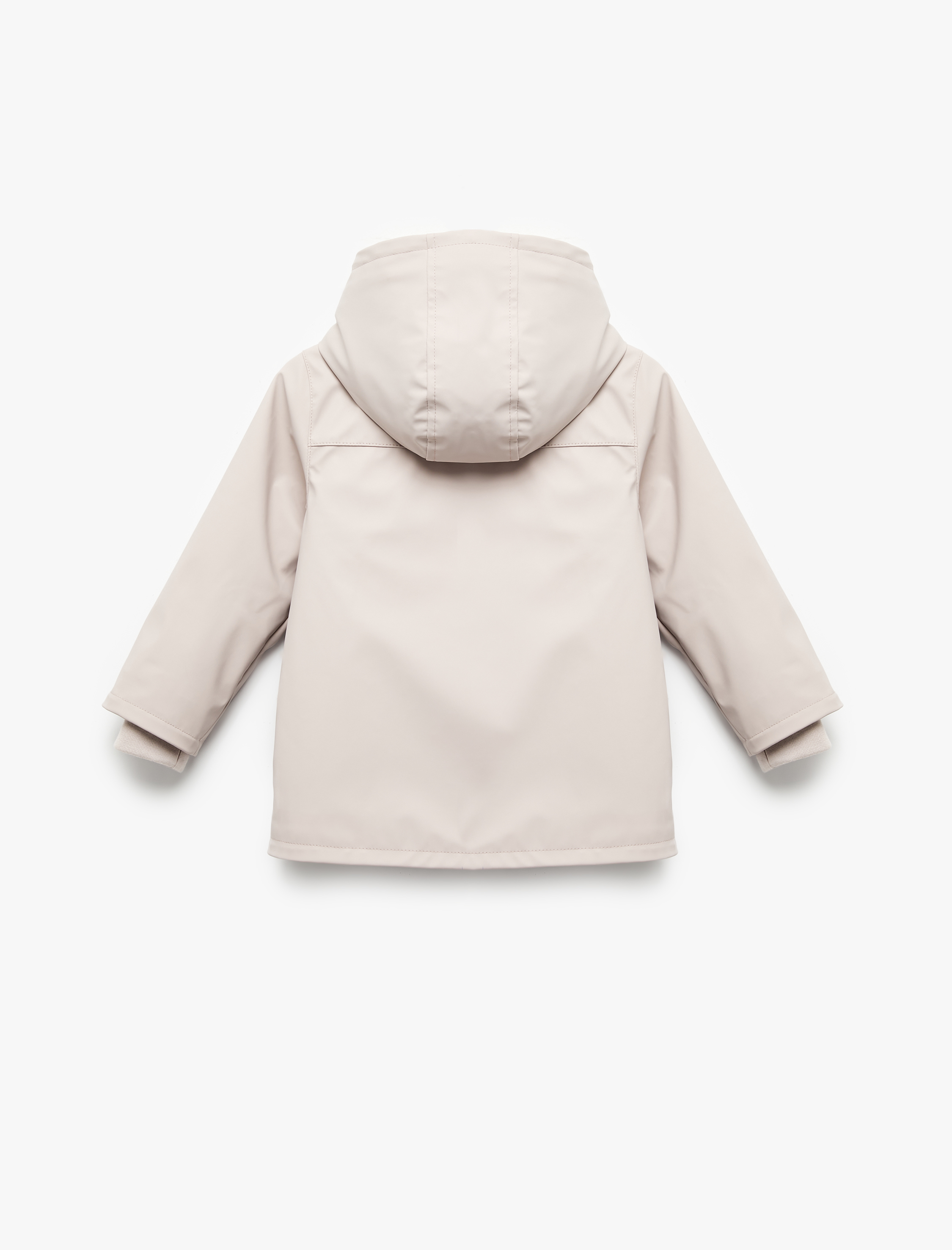  Kız Bebek Peluş Detaylı Kapaklı Cepli Uzun Kollu Kapşonlu Kaban