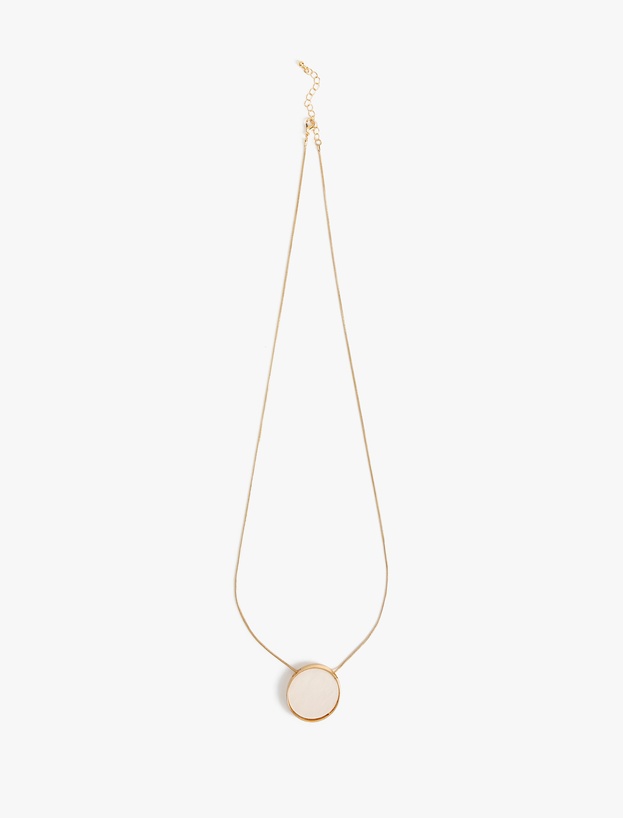 Çelik Karışımlı Geometrik Charm Detaylı Kolye_0