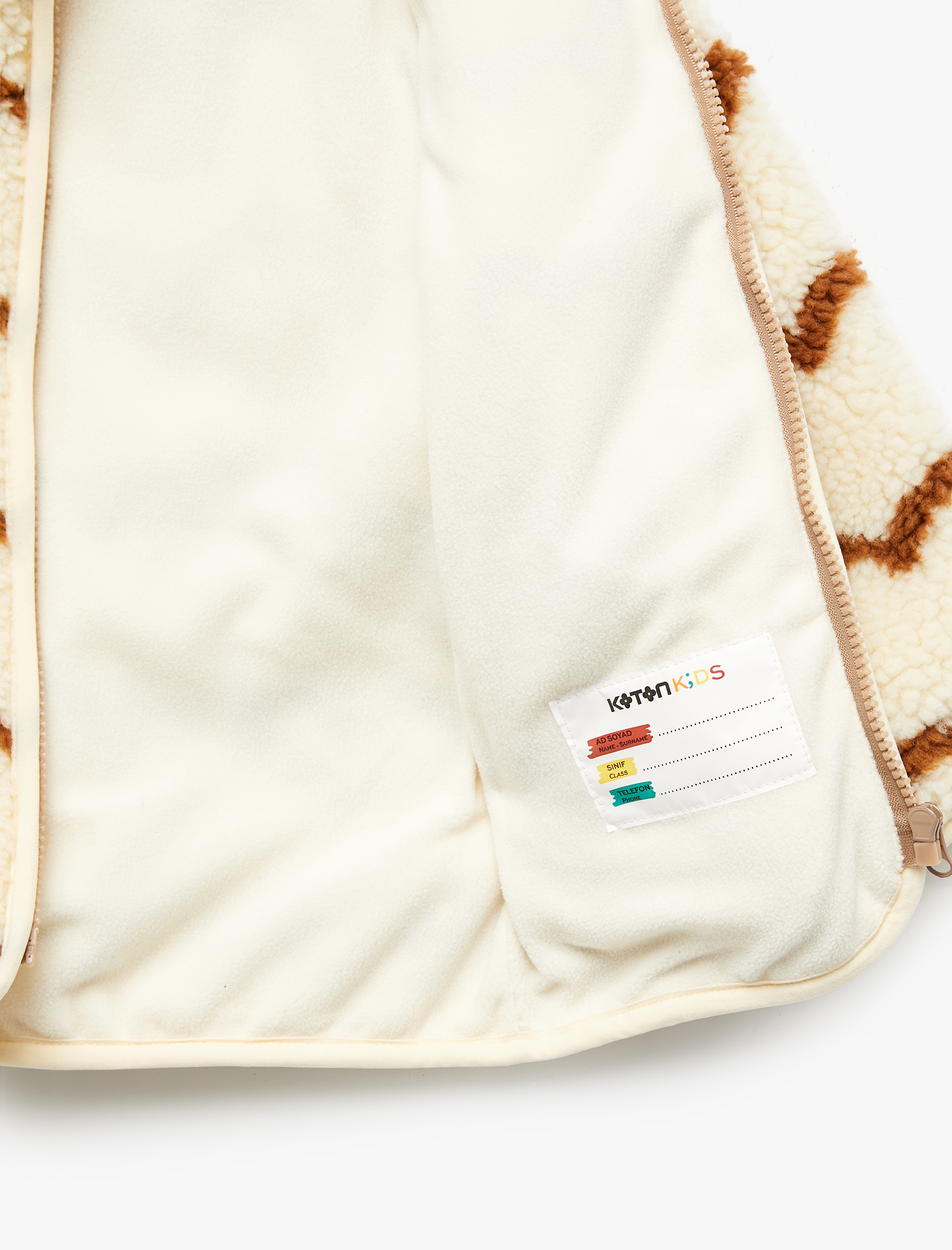  Kız Bebek Desenli Uzun Kollu Dik Yaka Polar Ceket