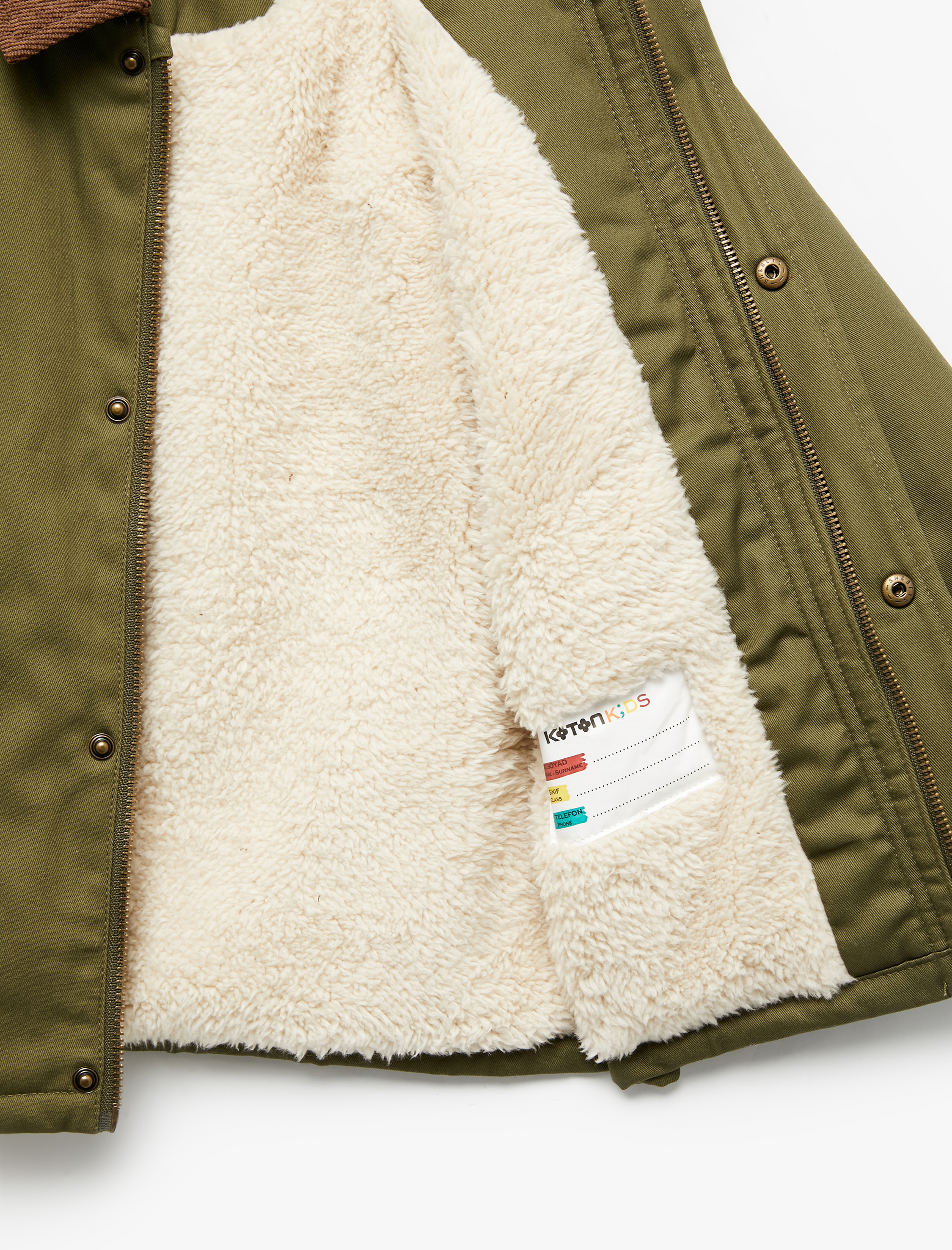 Kız Bebek Pamuklu Uzun Kollu Cepli Peluş Astarlı Gömlek Yaka Ceket