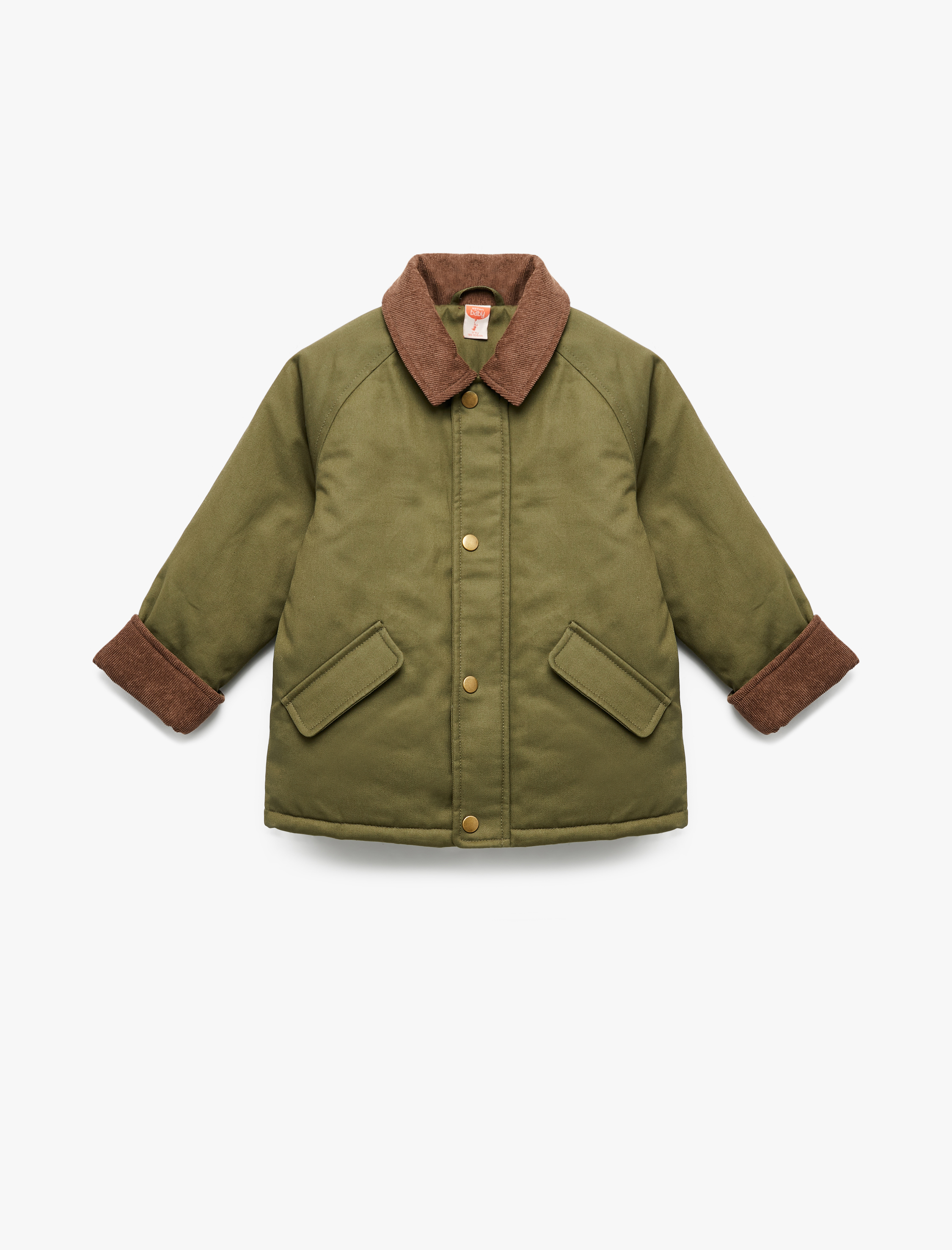 Kız Bebek Pamuklu Uzun Kollu Cepli Peluş Astarlı Gömlek Yaka Ceket