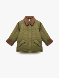 Pamuklu Uzun Kollu Cepli Peluş Astarlı Gömlek Yaka Ceket