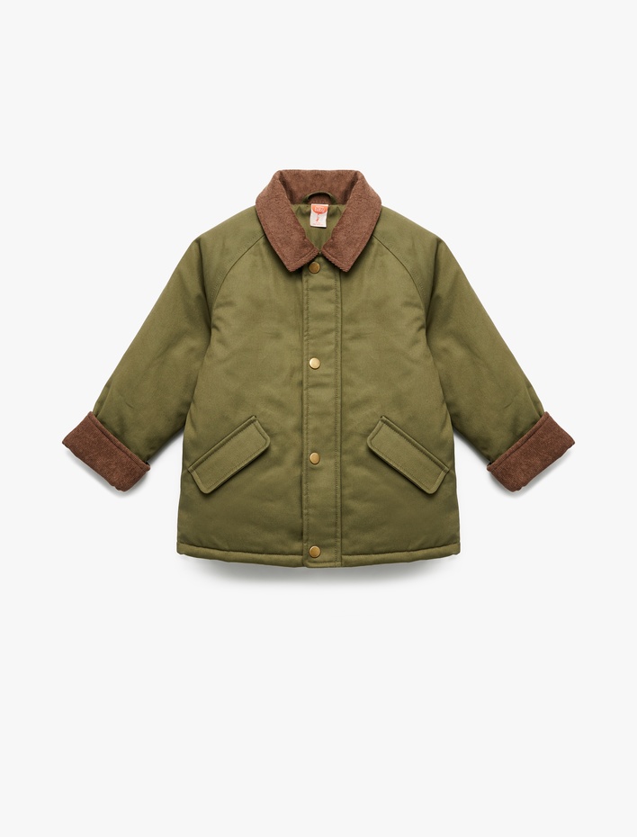 Kız Bebek Pamuklu Uzun Kollu Cepli Peluş Astarlı Gömlek Yaka Ceket