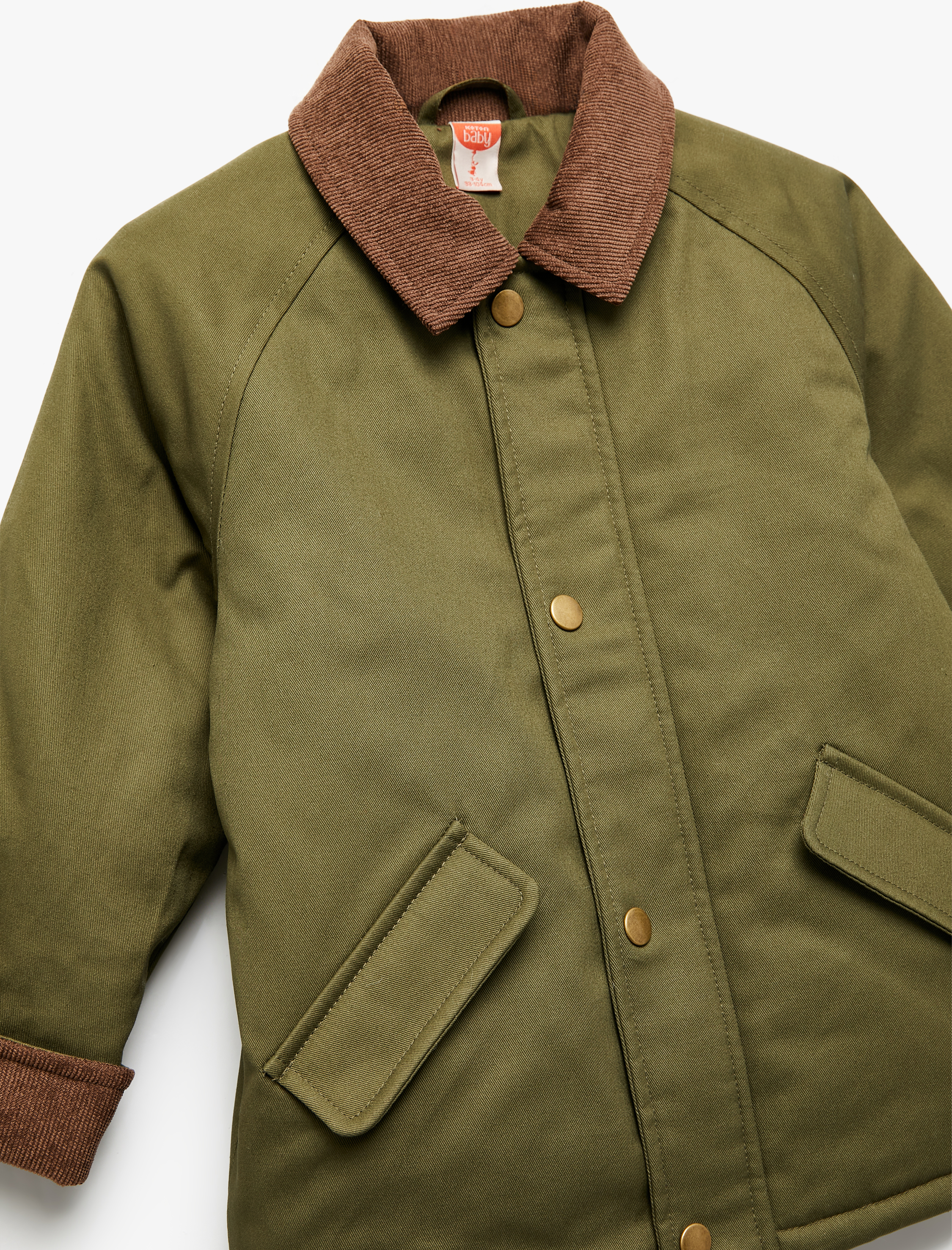 Kız Bebek Pamuklu Uzun Kollu Cepli Peluş Astarlı Gömlek Yaka Ceket