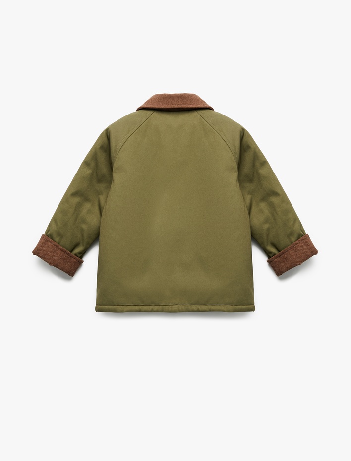 Kız Bebek Pamuklu Uzun Kollu Cepli Peluş Astarlı Gömlek Yaka Ceket