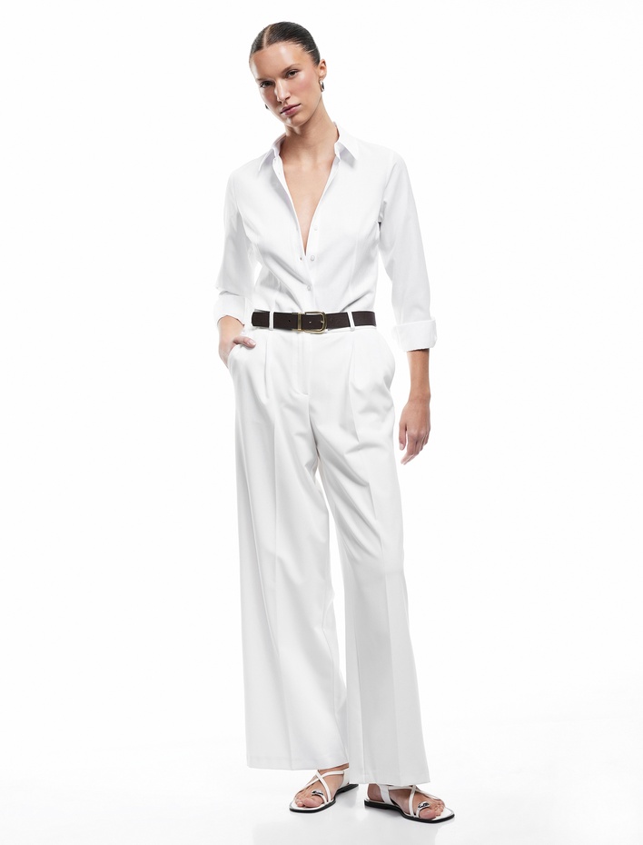  Pamuklu Klasik Yaka Uzun Kollu Poplin Gömlek