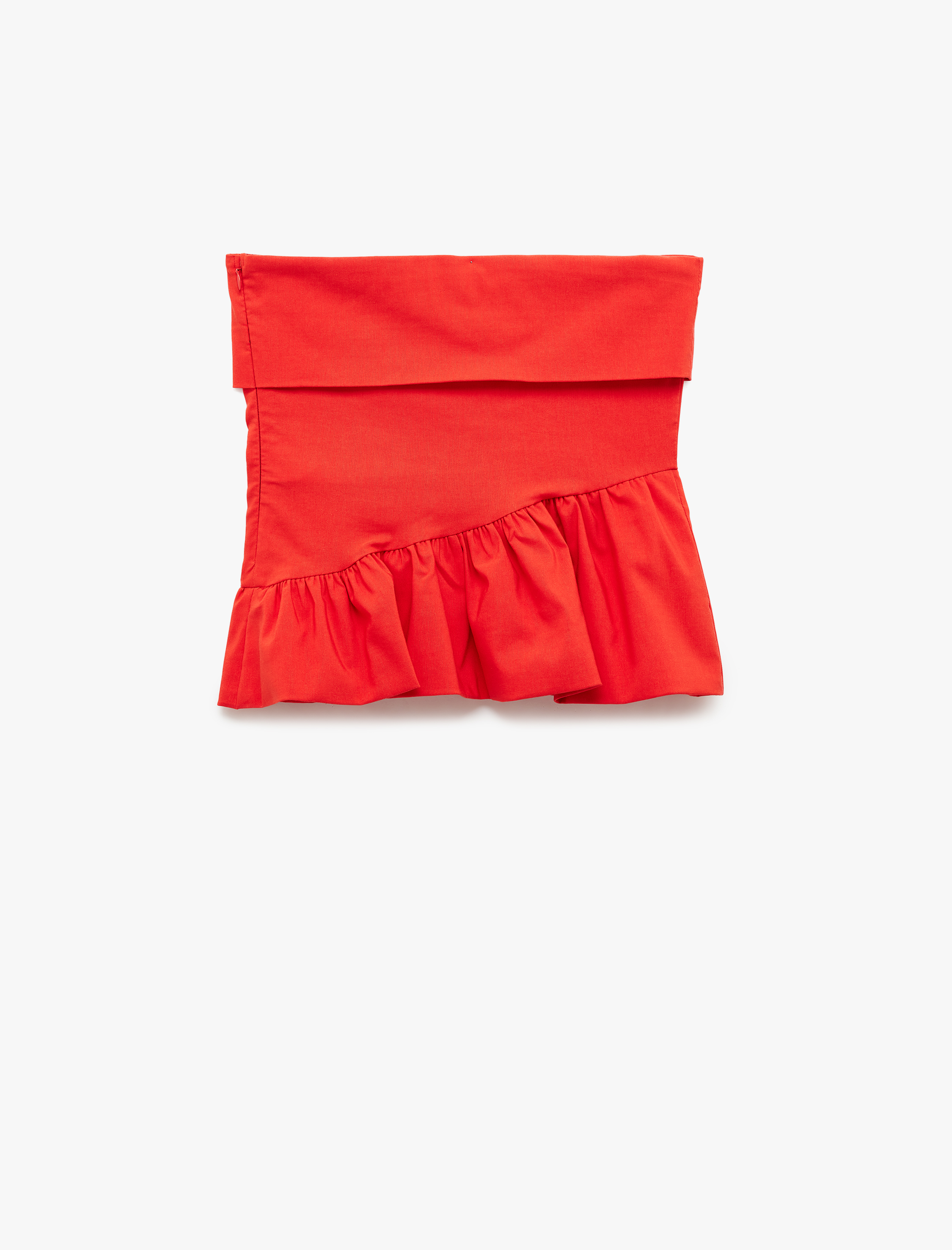 Koton X Sibil Çetinkaya - Kat Detaylı Fırfırlı Straplez Bluz